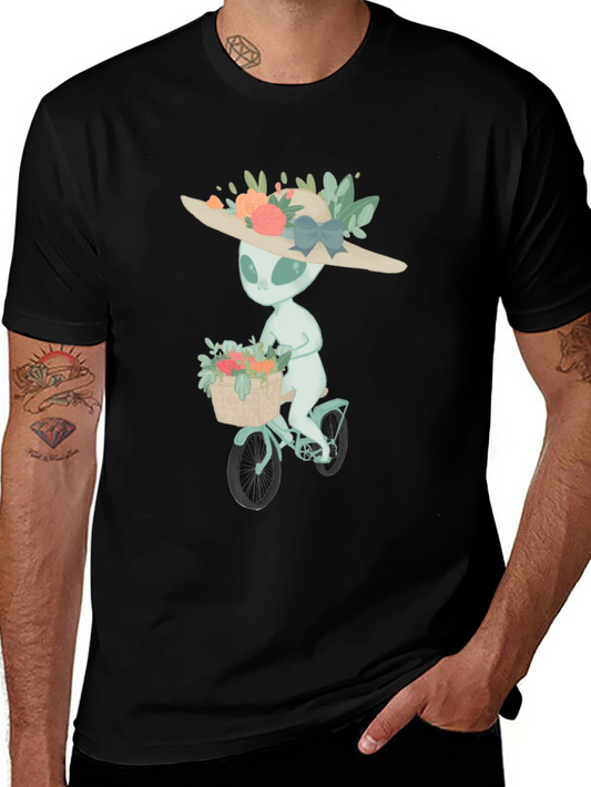 Alien on Bike T-Shirt - Unique Graphic Tee