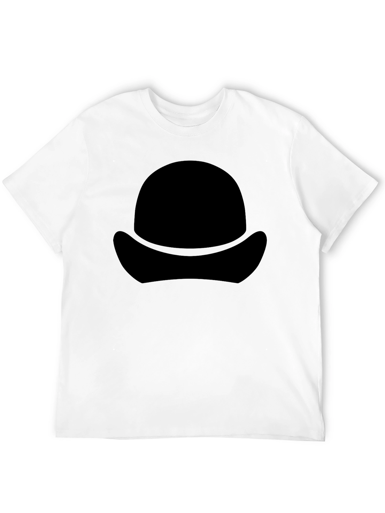 Black T-Shirt with Silhouette Hat Design