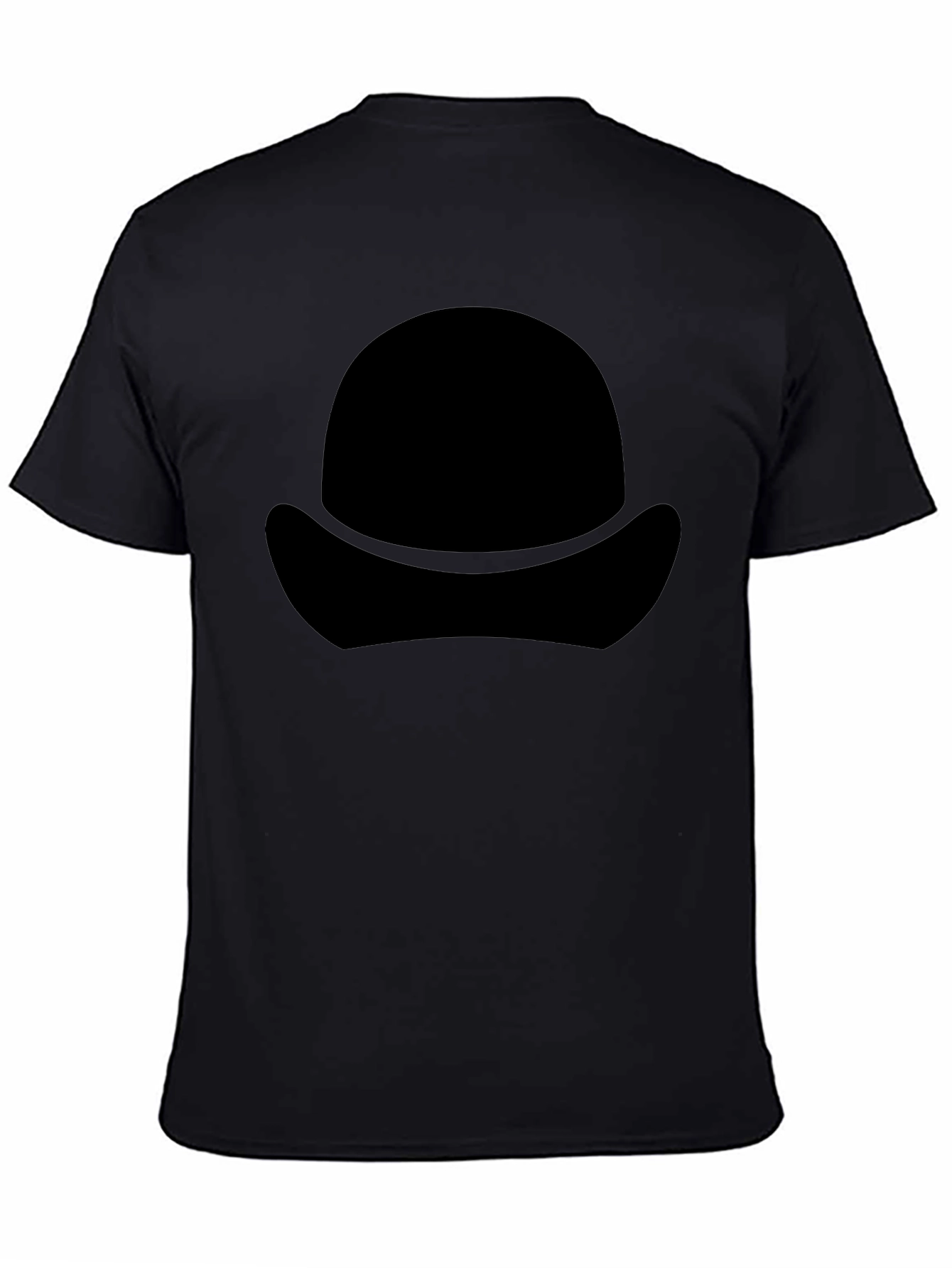 Black T-Shirt with Silhouette Hat Design