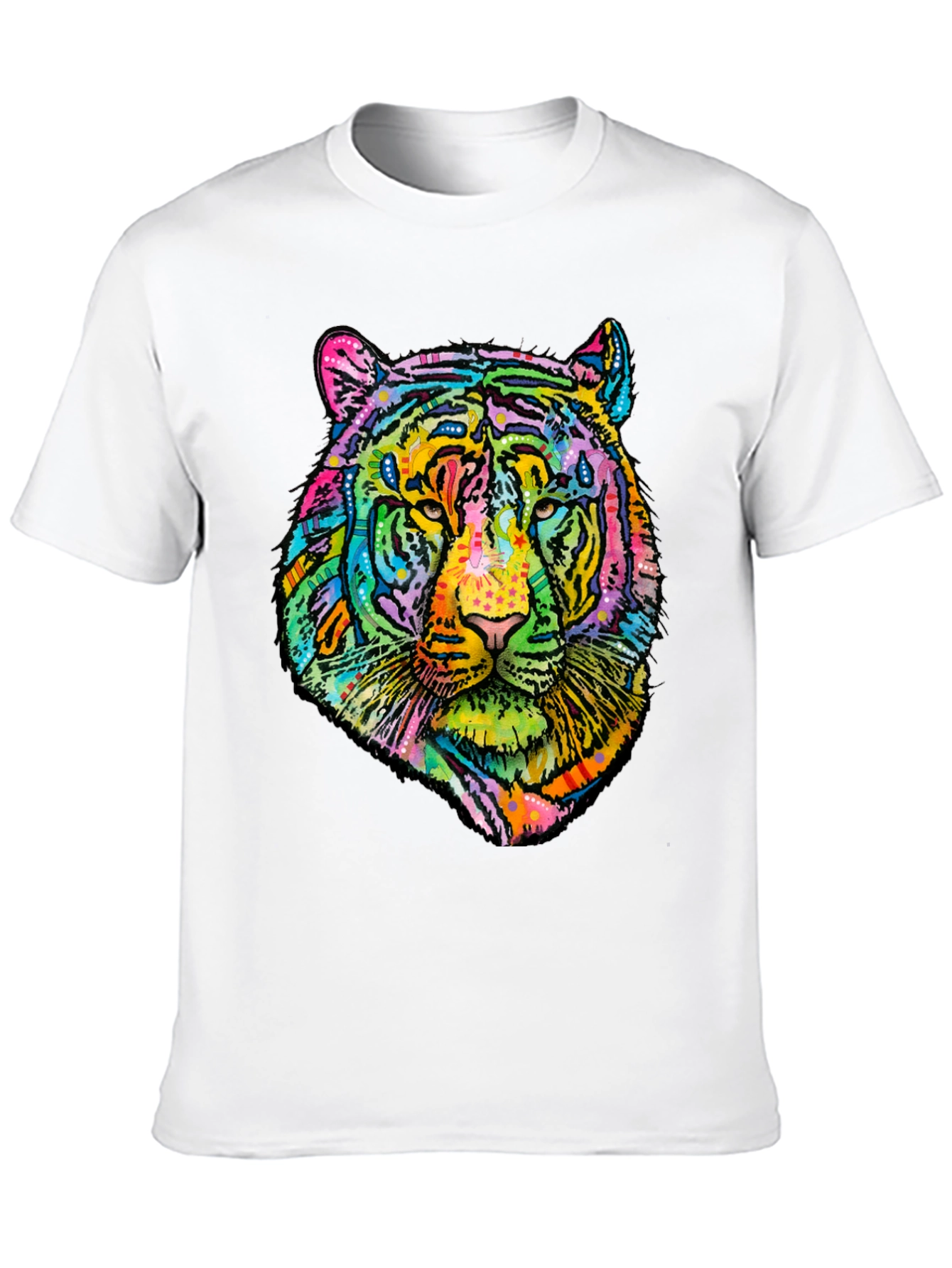 Vibrant Tiger Graphic Mens Black T-Shirt