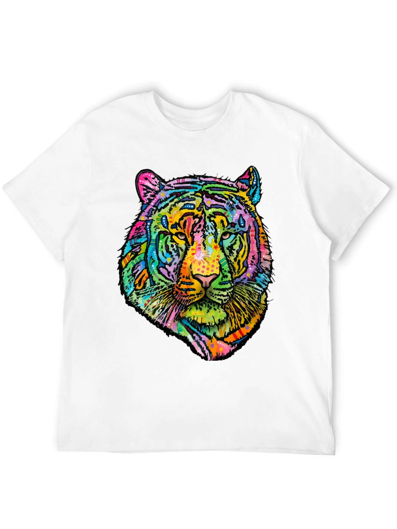 Vibrant Tiger Graphic Mens Black T-Shirt