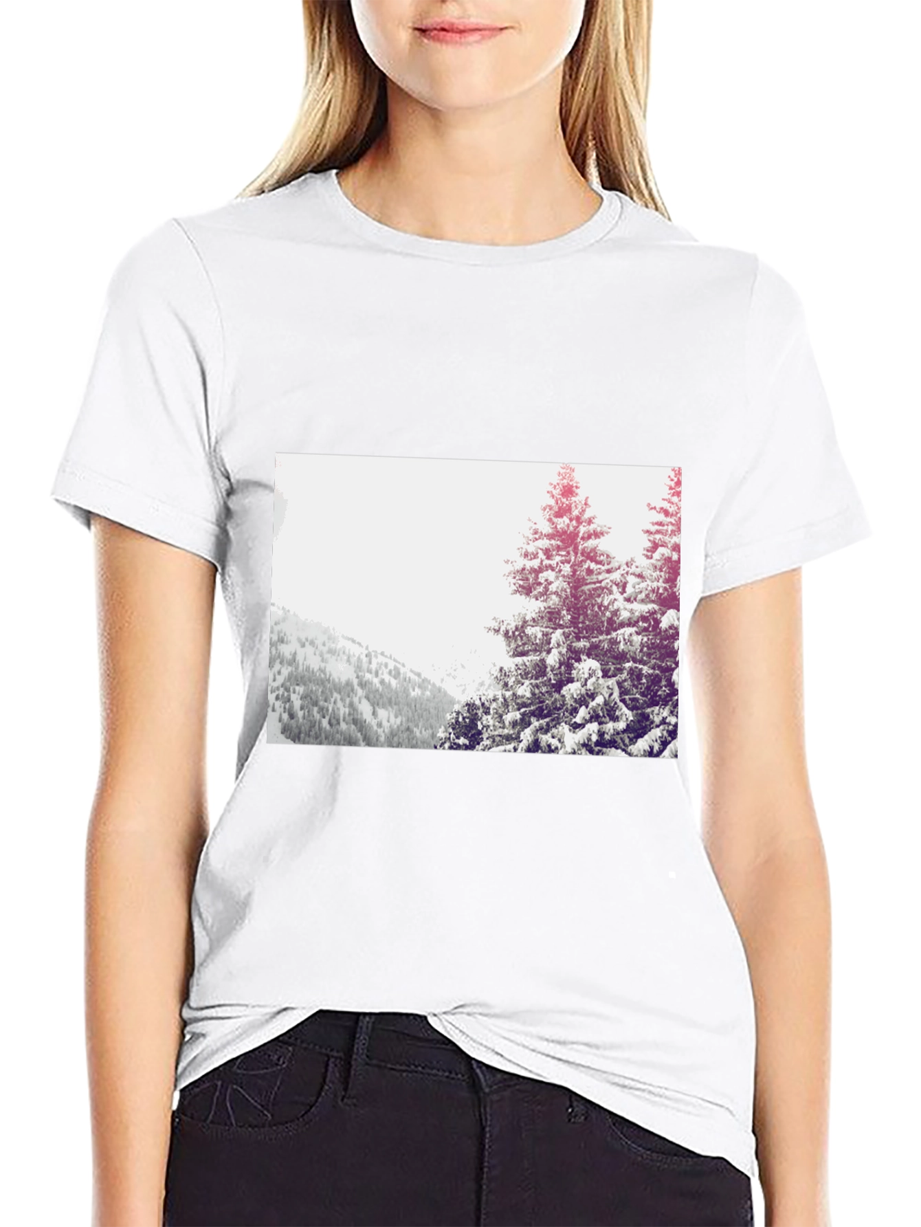 Winter Forest Graphic Tee - Black Crew Neck