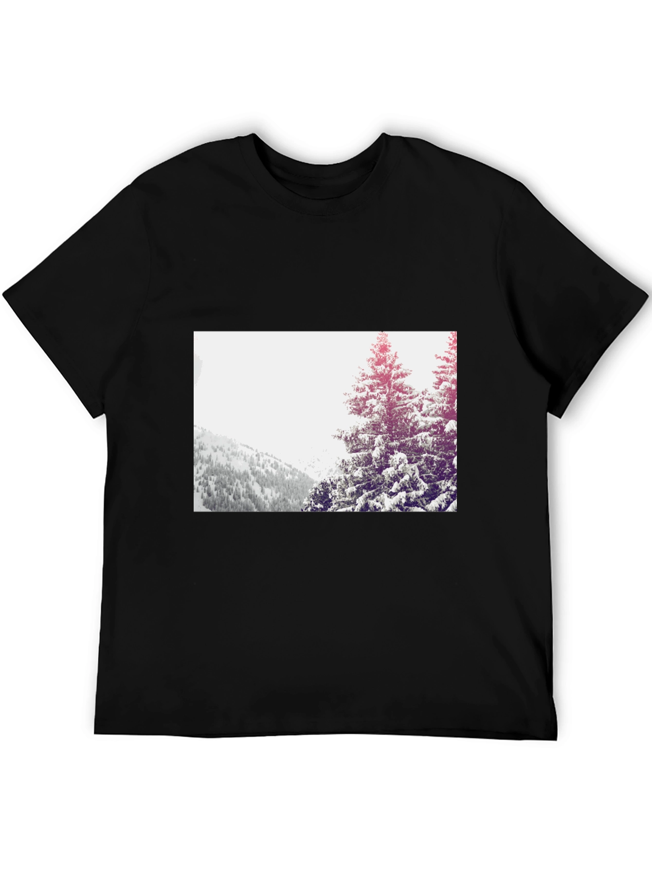 Winter Forest Graphic Tee - Black Crew Neck