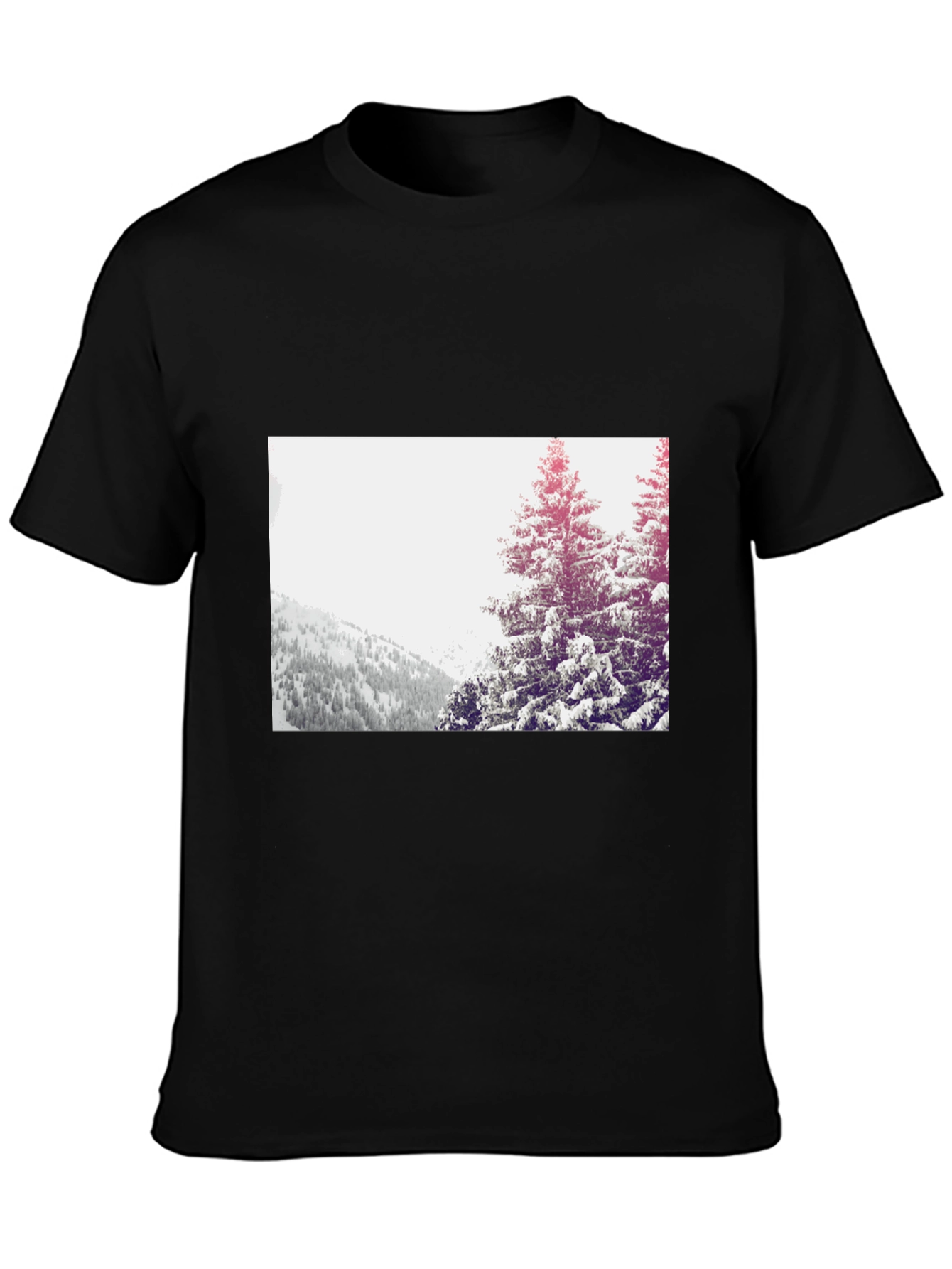 Winter Forest Graphic Tee - Black Crew Neck