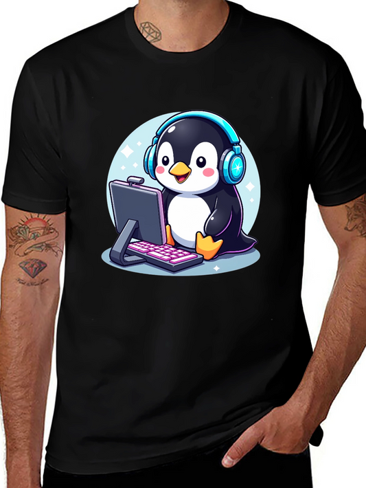 Gamer Penguin Graphic Tee - Cool Cartoon T-Shirt