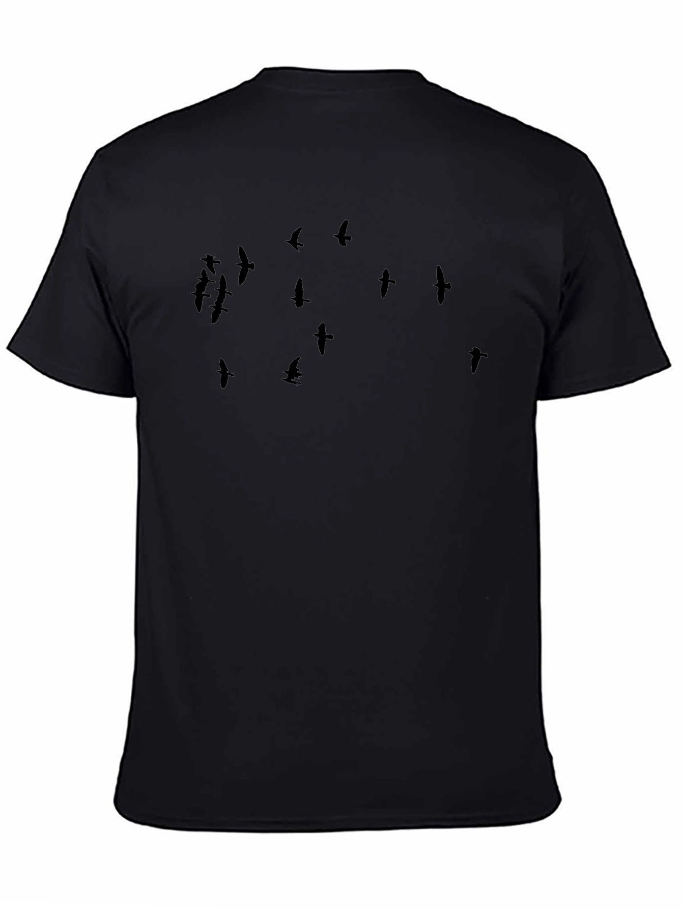 Mens Black T-Shirt with Bird Silhouette Graphic