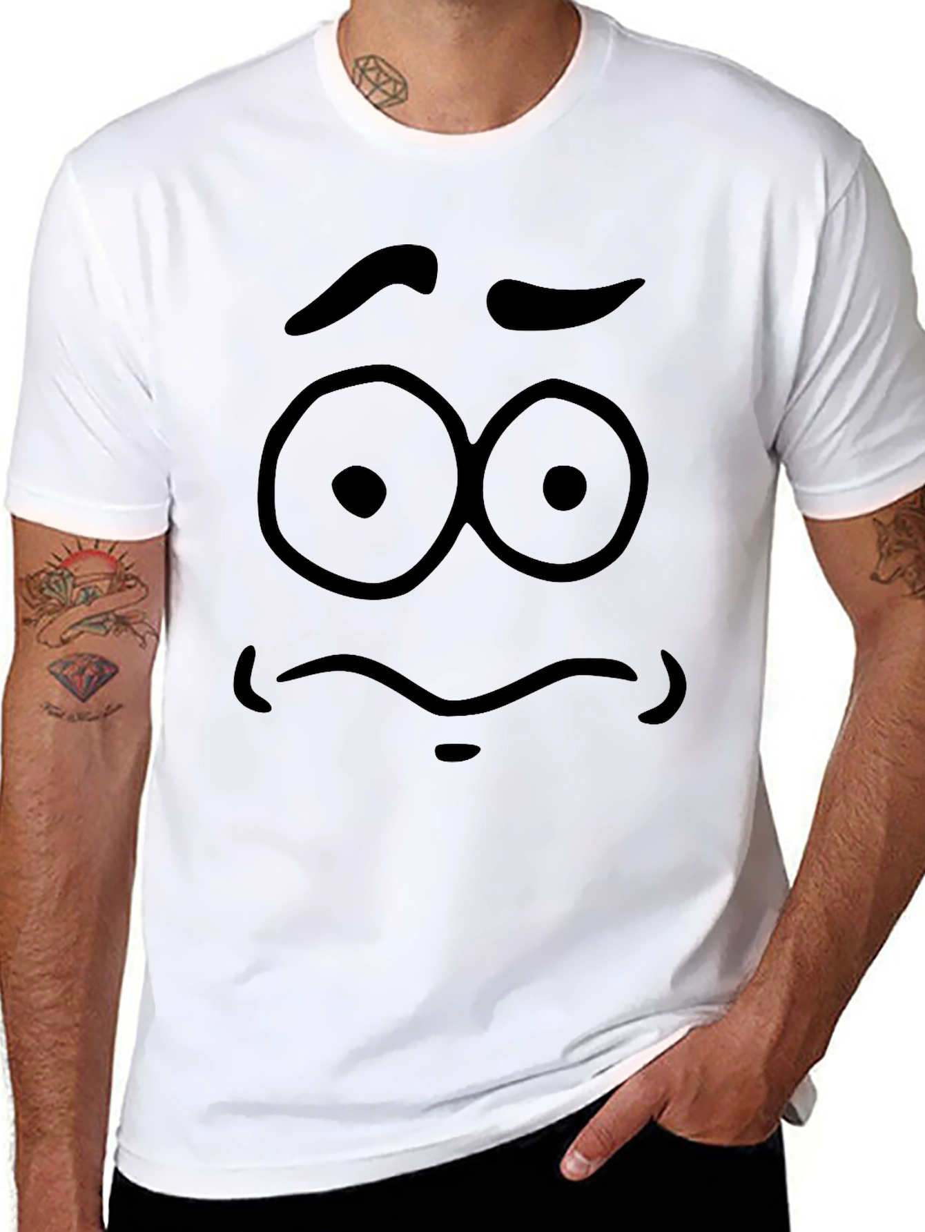 Expressive Face Graphic Tee - Unisex Black T-Shirt