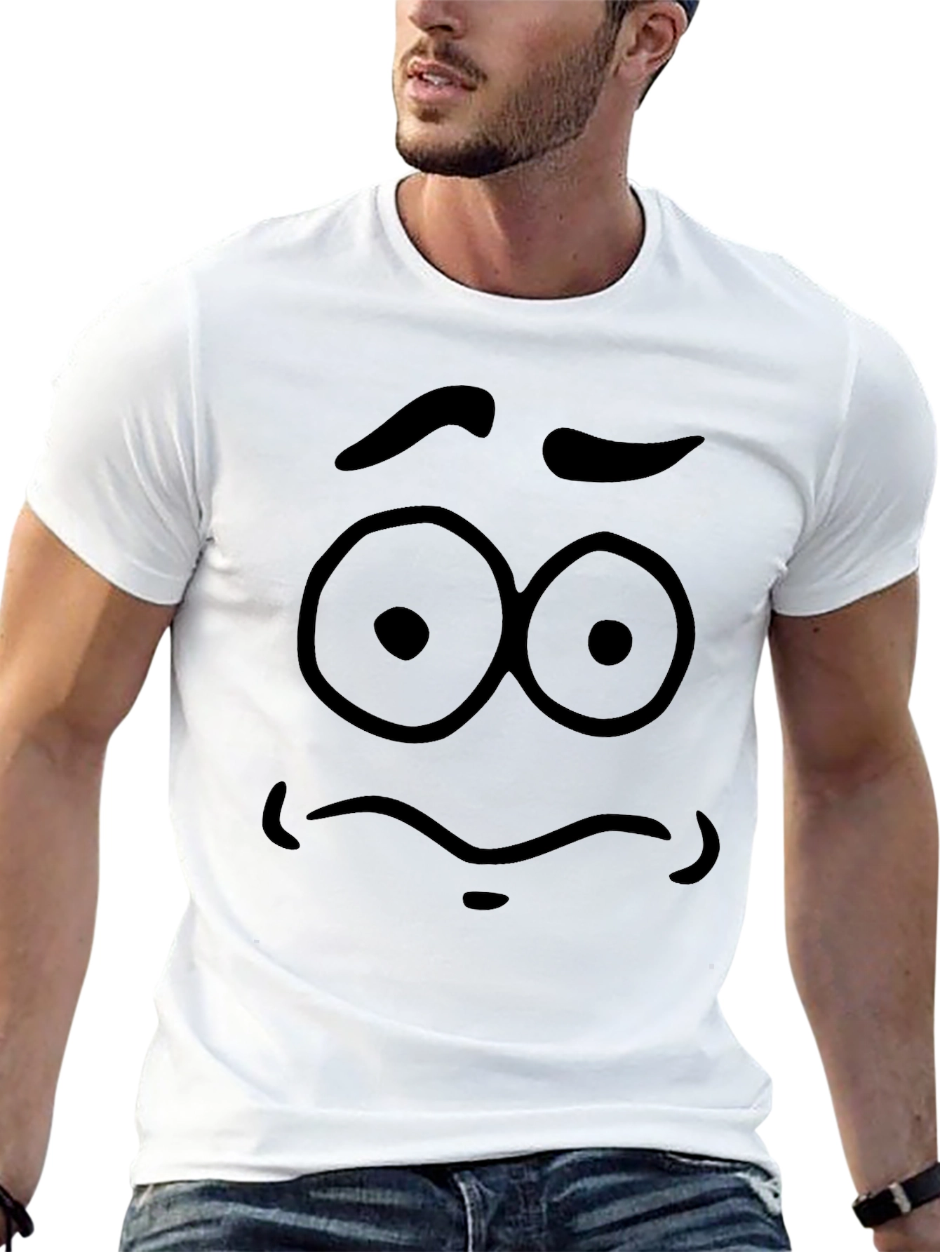 Expressive Face Graphic Tee - Unisex Black T-Shirt