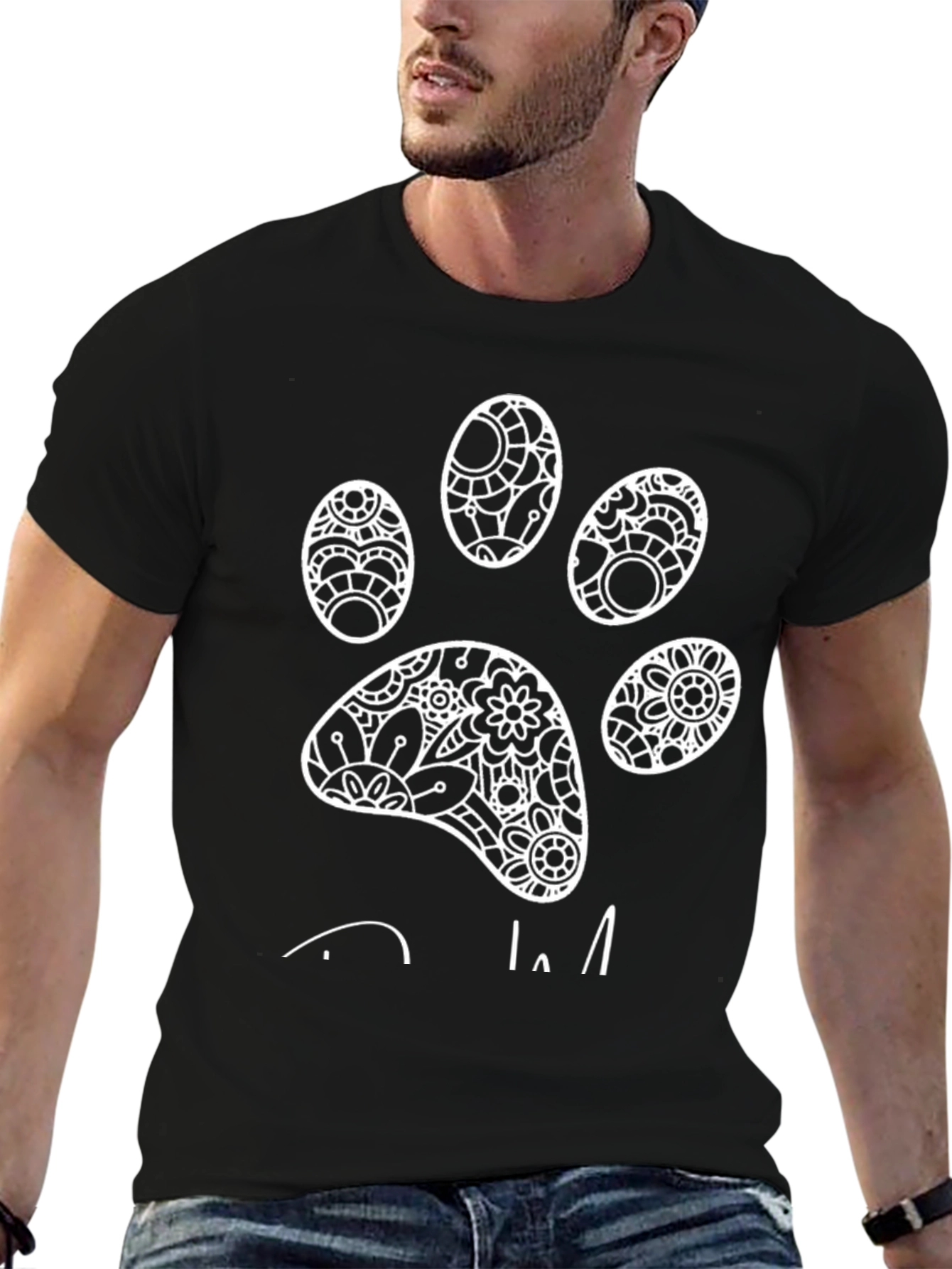 Paw Print Graphic Tee - Mens Black T-Shirt