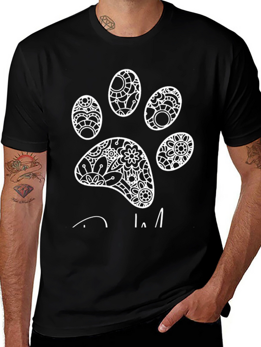 Paw Print Graphic Tee - Mens Black T-Shirt