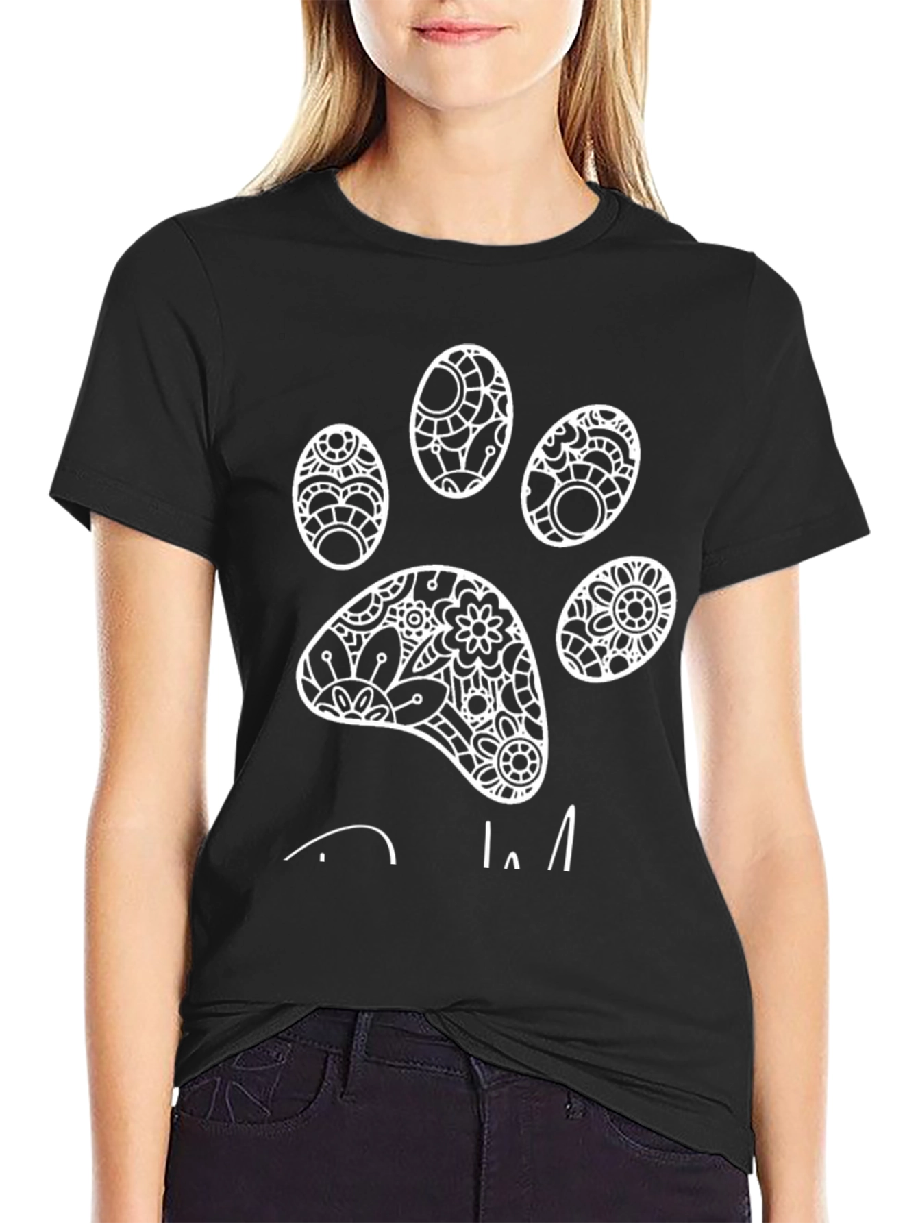Paw Print Graphic Tee - Mens Black T-Shirt