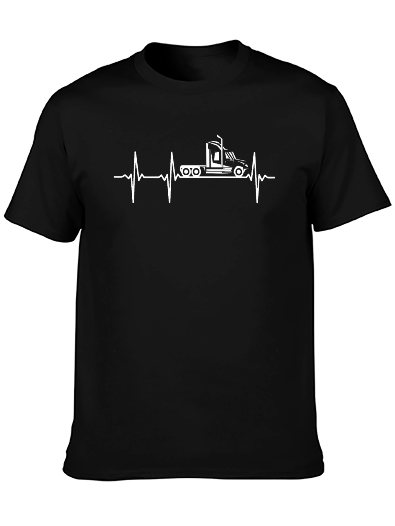 Trucker Heartbeat T-Shirt - Black Crew Neck Tee