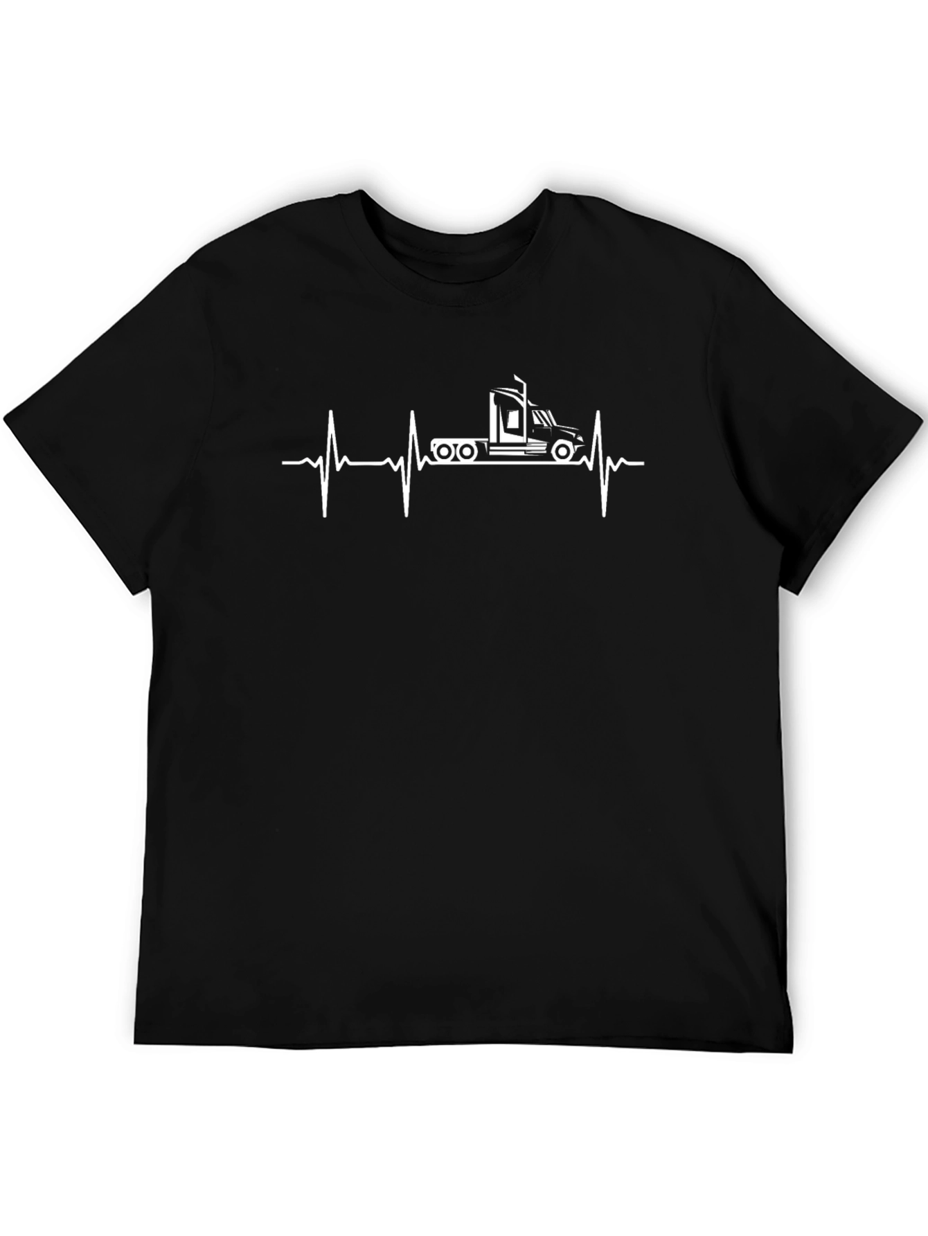 Trucker Heartbeat T-Shirt - Black Crew Neck Tee