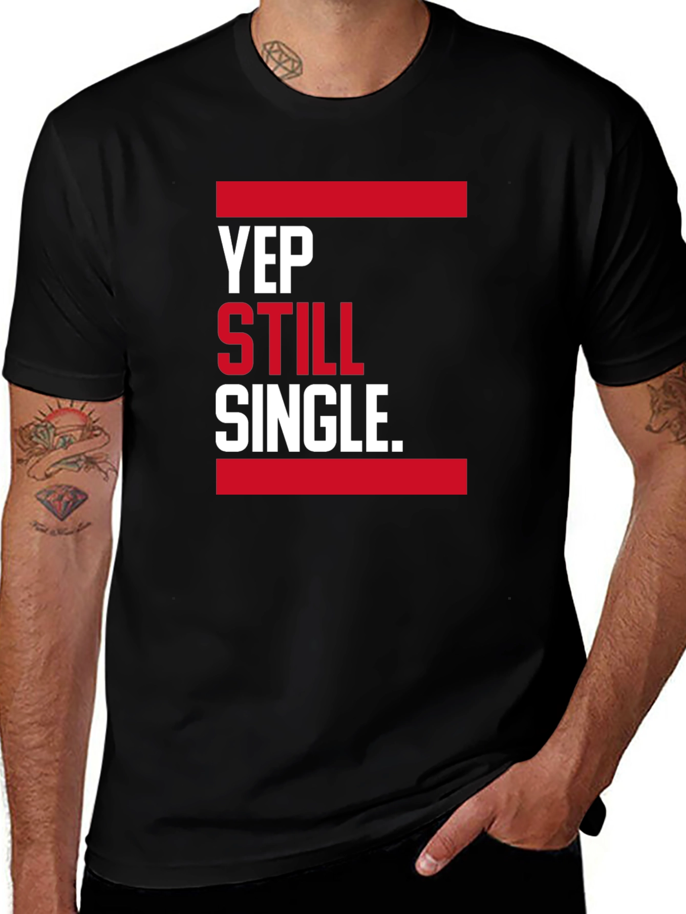 Yep Still Single. Graphic T-Shirt - Black