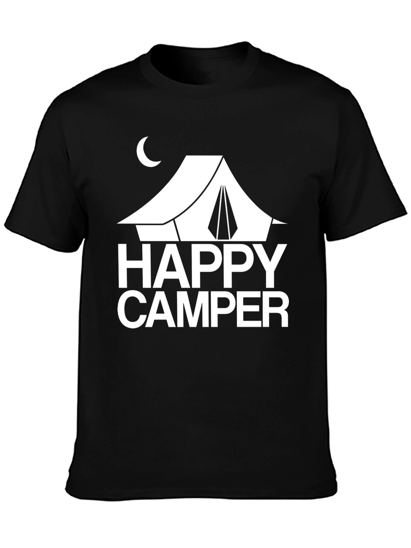 Happy Camper Graphic Tee - Black Cotton T-Shirt