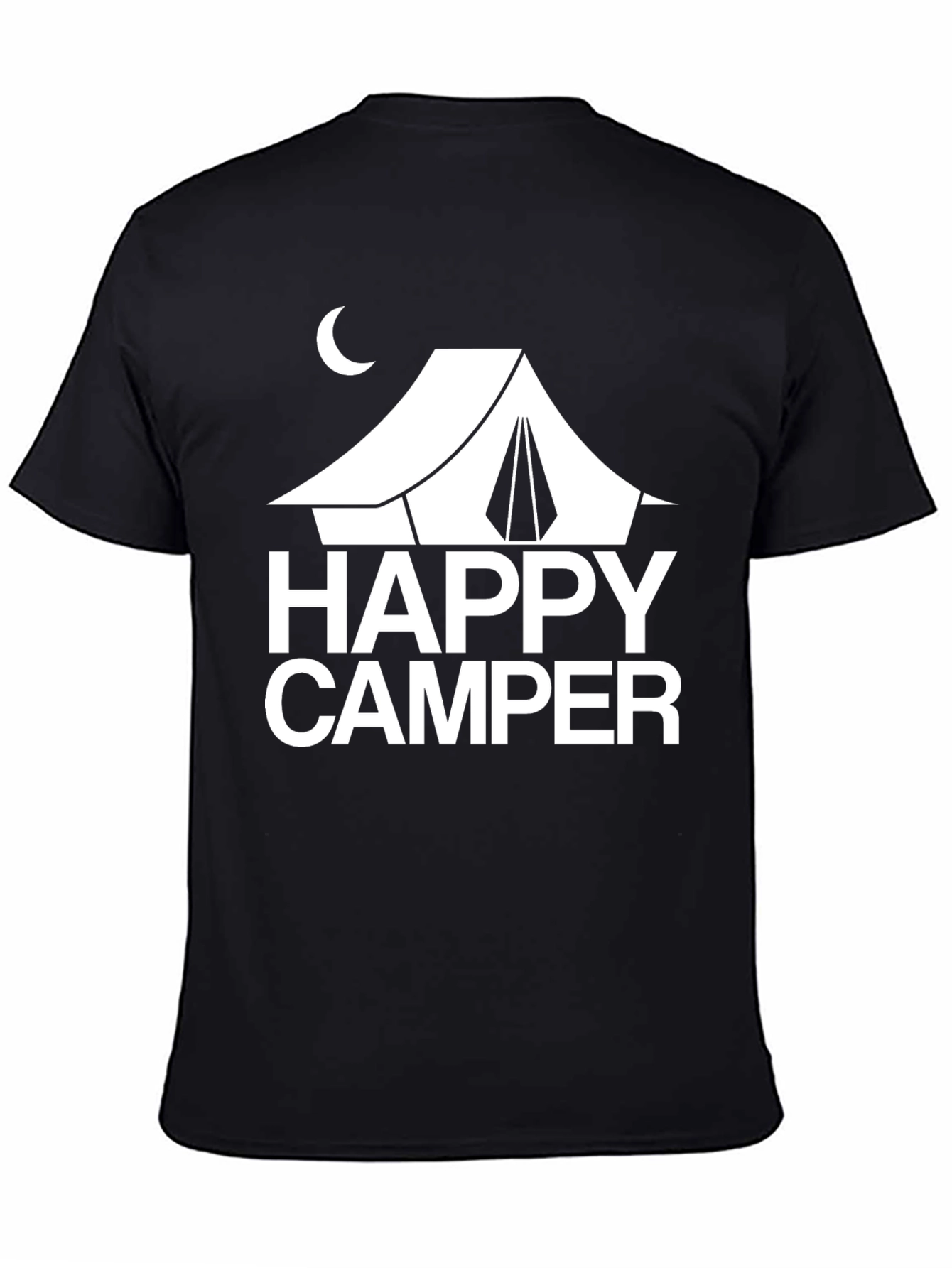 Happy Camper Graphic Tee - Black Cotton T-Shirt