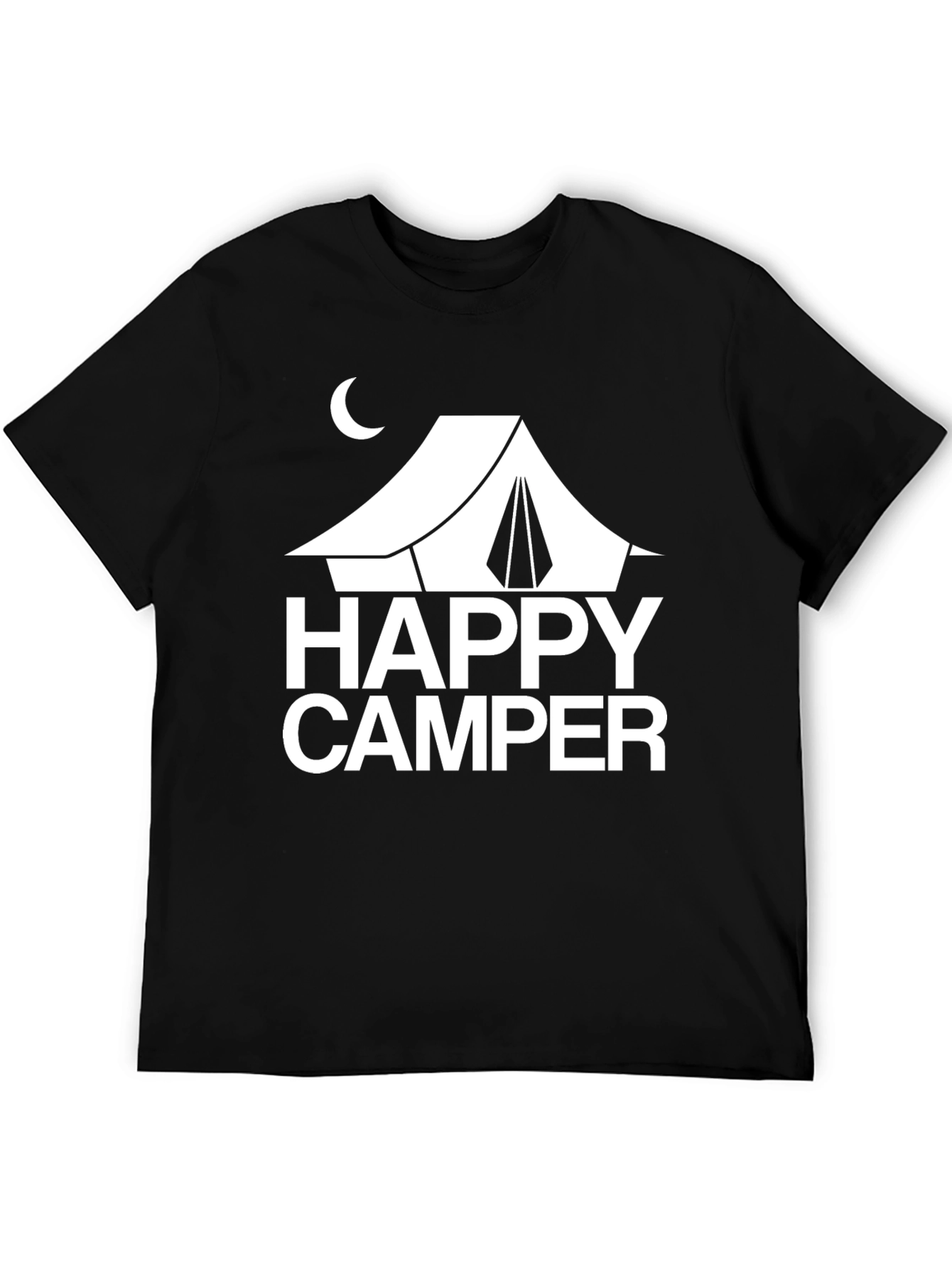 Happy Camper Graphic Tee - Black Cotton T-Shirt