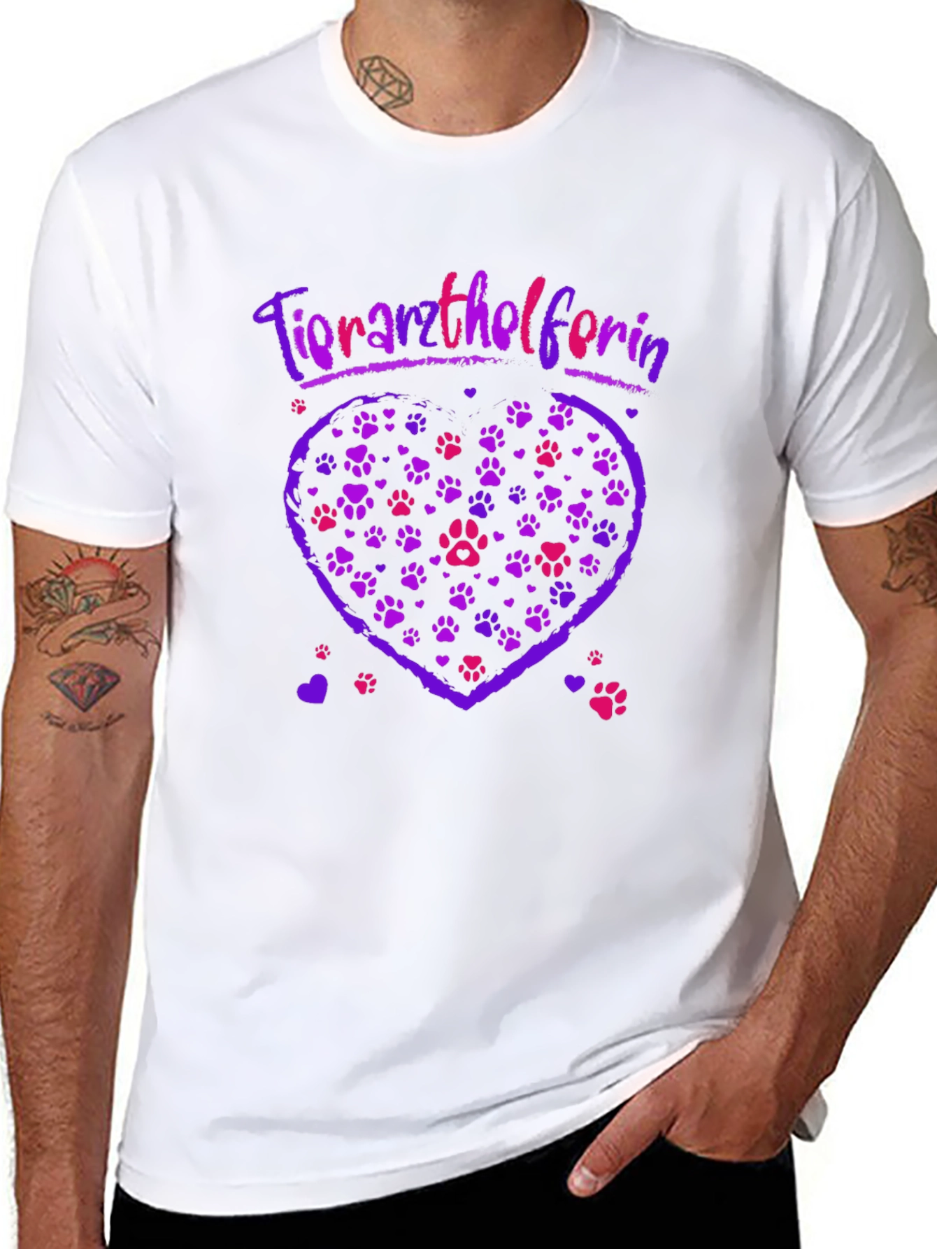 Tierarzthelferin Heart Paw Print Tee