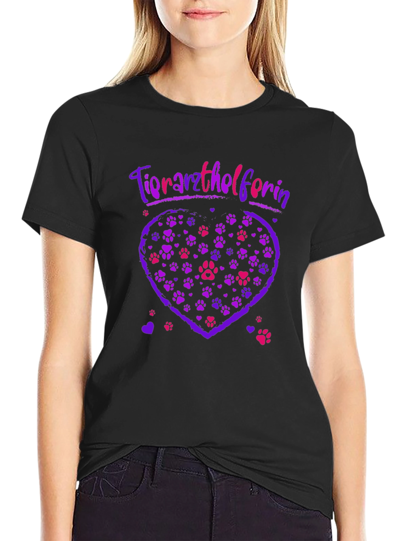 Tierarzthelferin Heart Paw Print Tee