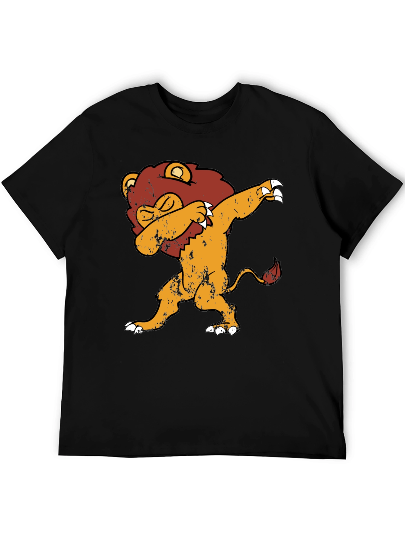 Dabbing Lion Graphic Tee - Trendy Black T-Shirt