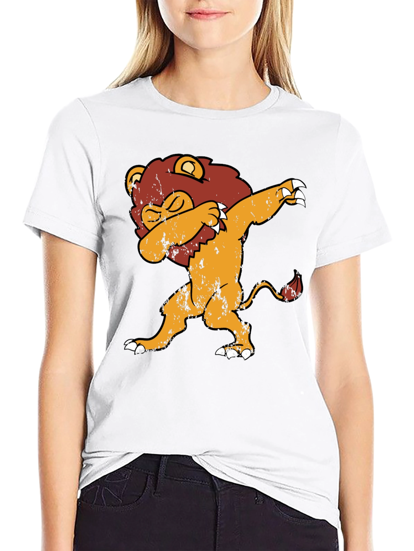 Dabbing Lion Graphic Tee - Trendy Black T-Shirt