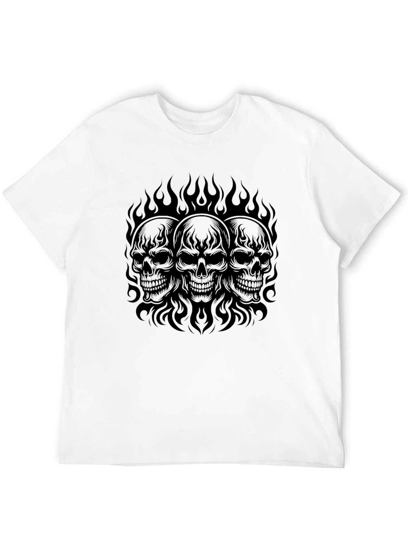 Skull Flames Graphic Tee - Black