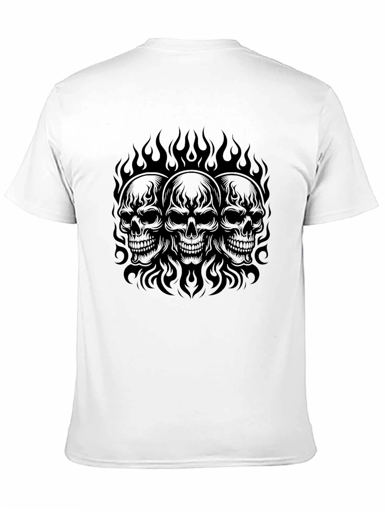 Skull Flames Graphic Tee - Black