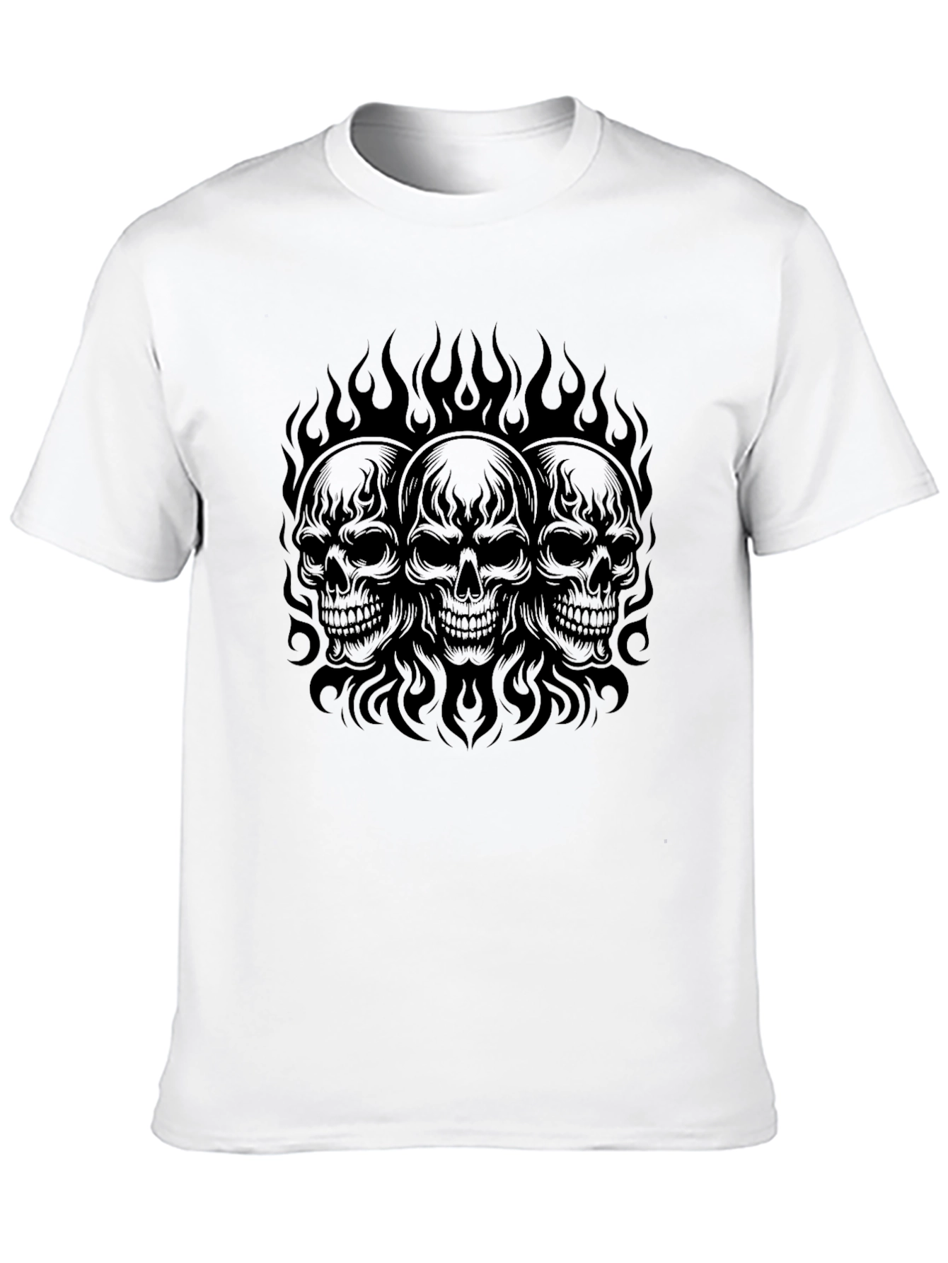 Skull Flames Graphic Tee - Black