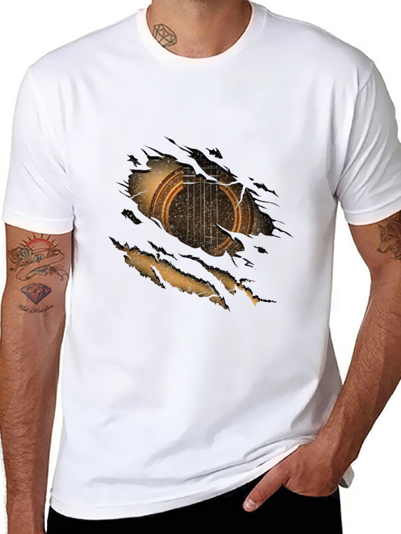 Ripped Guitar Graphic Tee - Musicians Style!