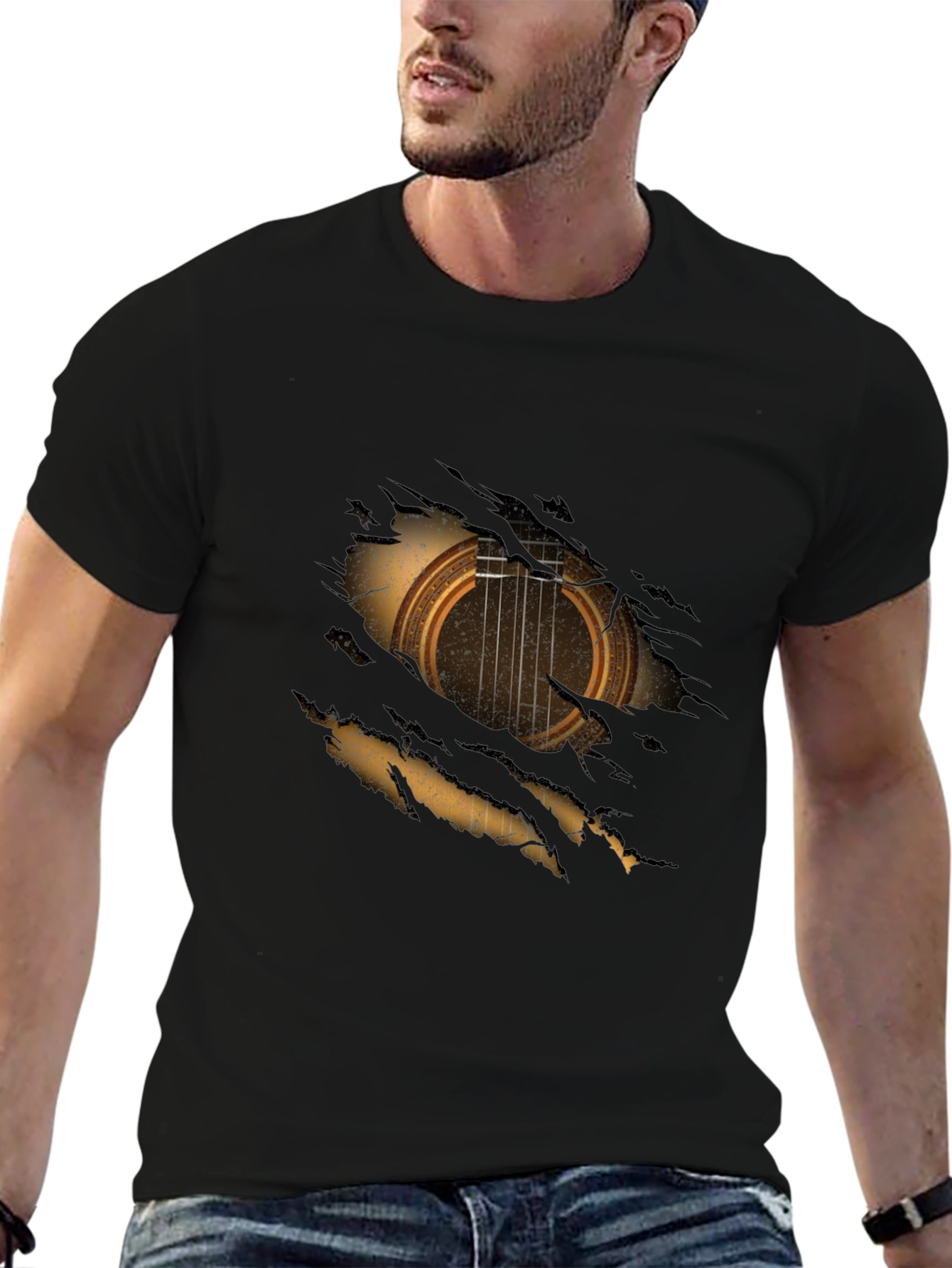 Ripped Guitar Graphic Tee - Musicians Style!