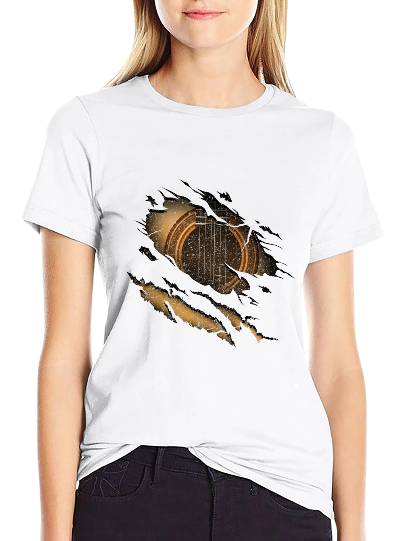 Ripped Guitar Graphic Tee - Musicians Style!