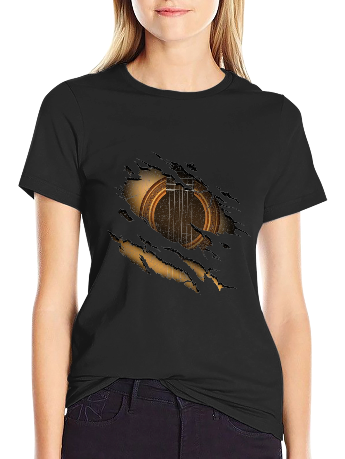 Ripped Guitar Graphic Tee - Musicians Style!