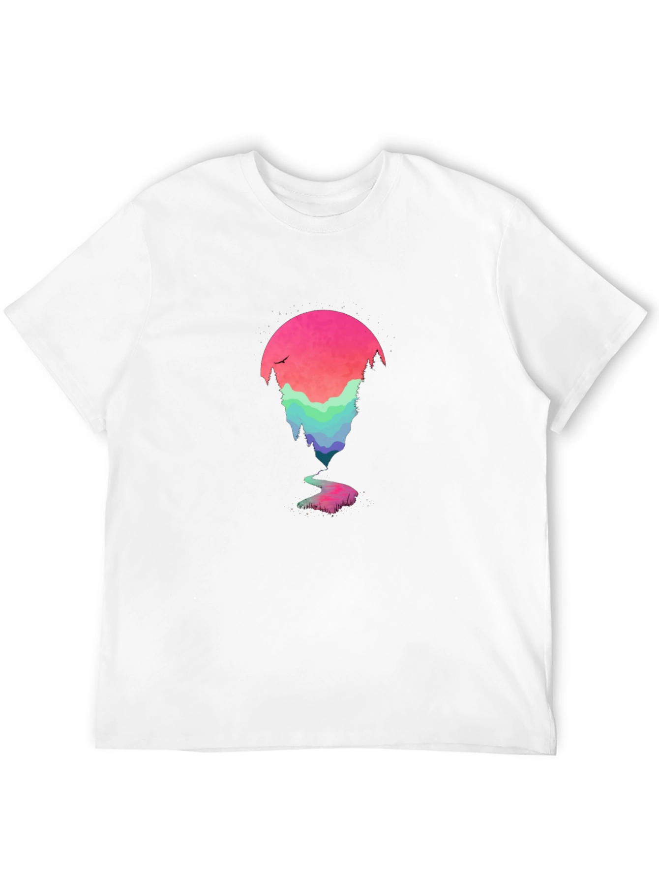 Nature Scene Graphic Tee - Black Cotton Blend