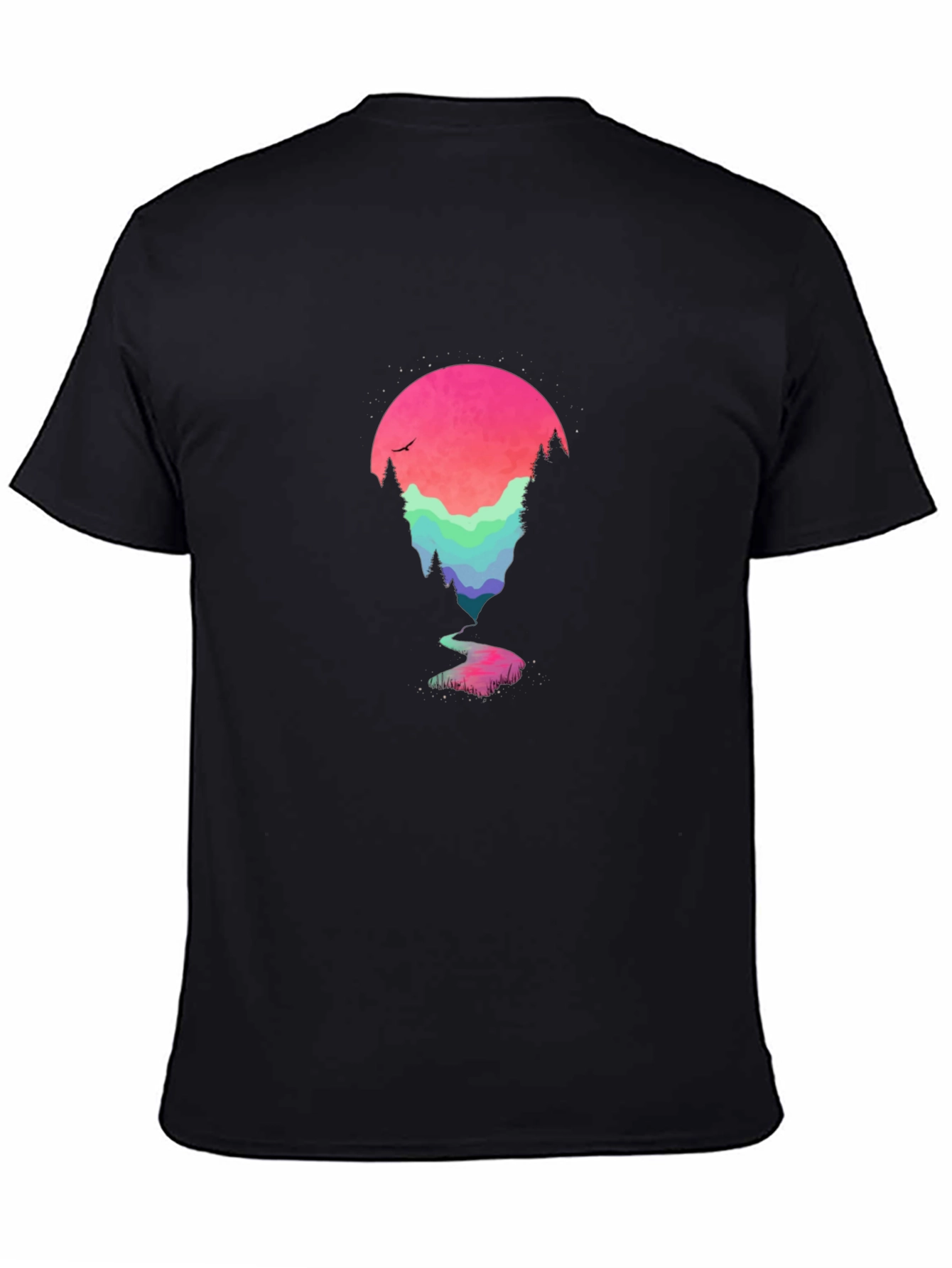 Nature Scene Graphic Tee - Black Cotton Blend