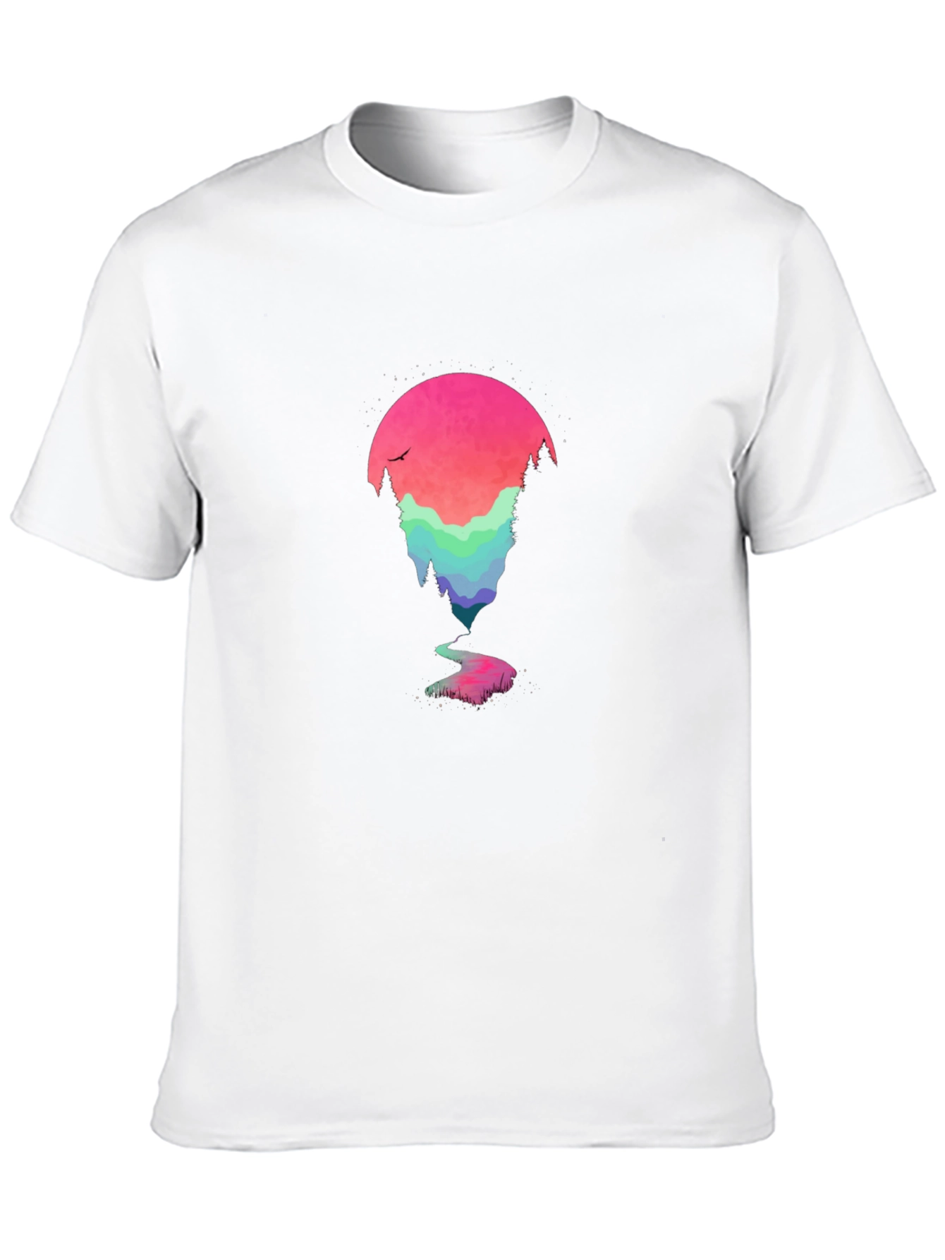 Nature Scene Graphic Tee - Black Cotton Blend