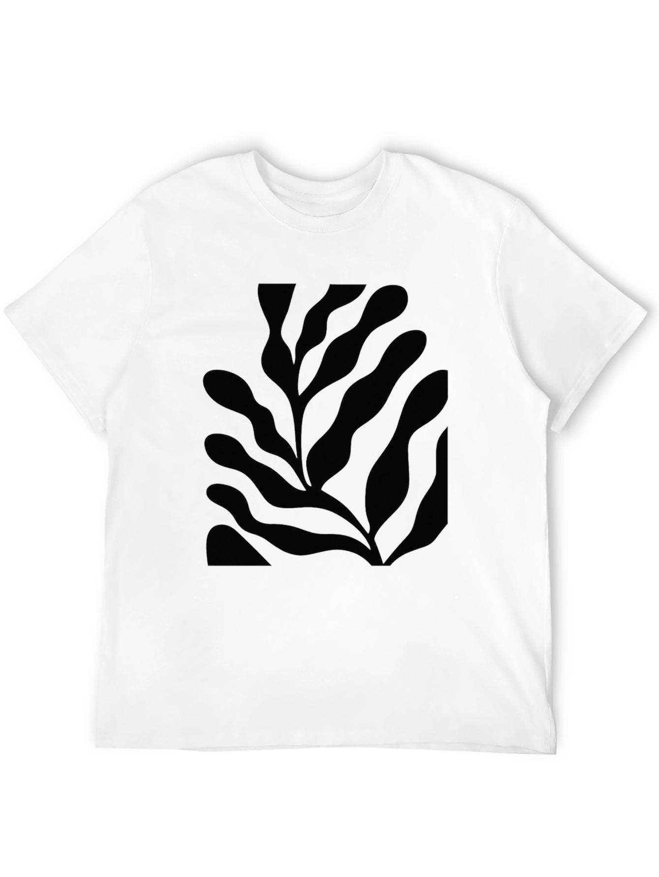 Abstract Leaf Print Black T-Shirt