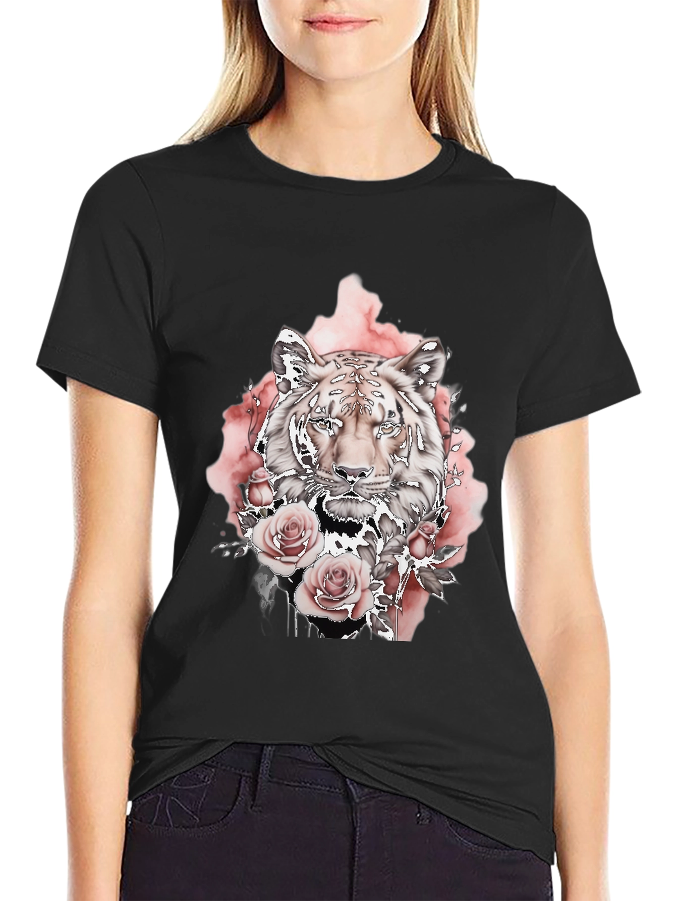 Tiger Rose Graphic Tee - Black