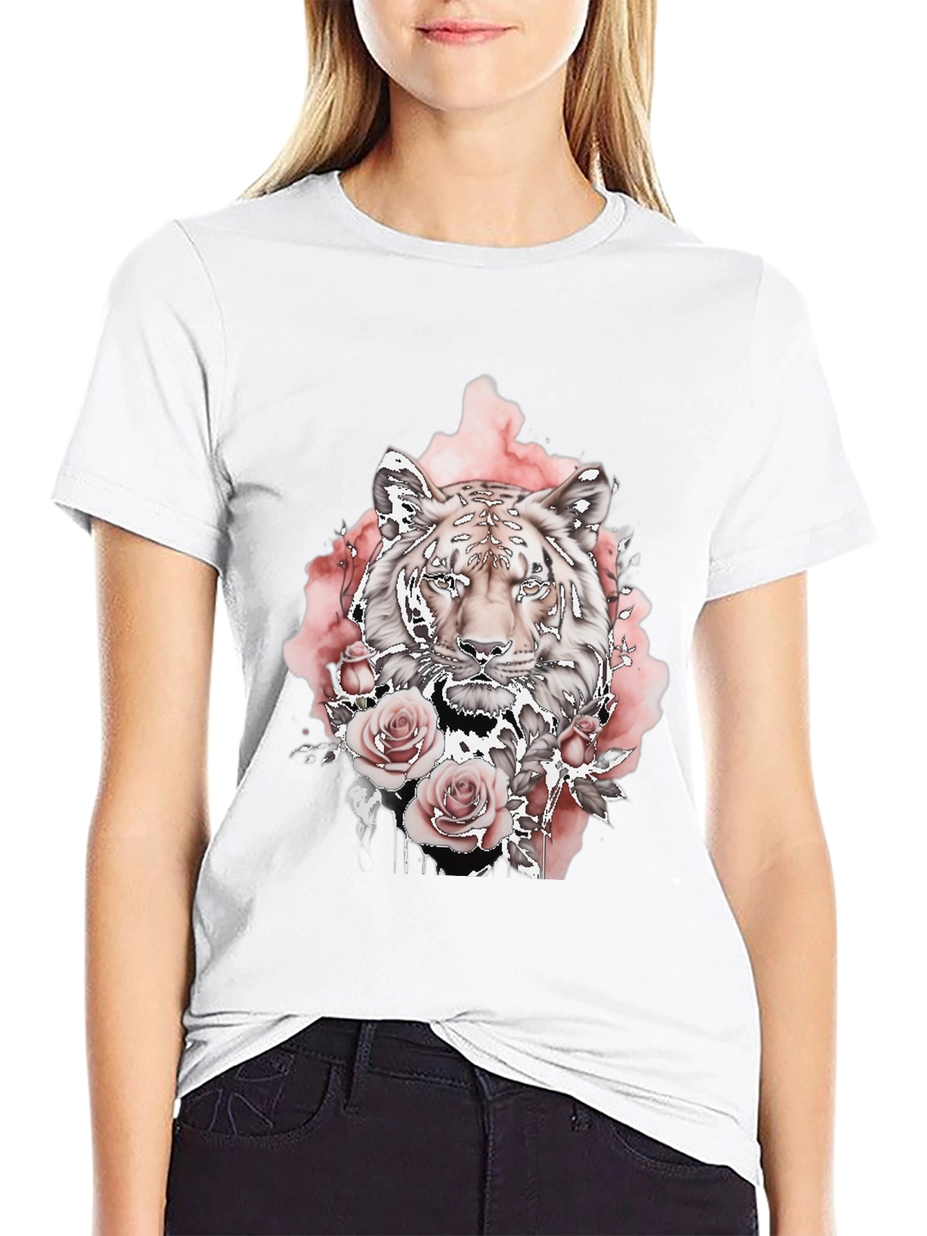Tiger Rose Graphic Tee - Black