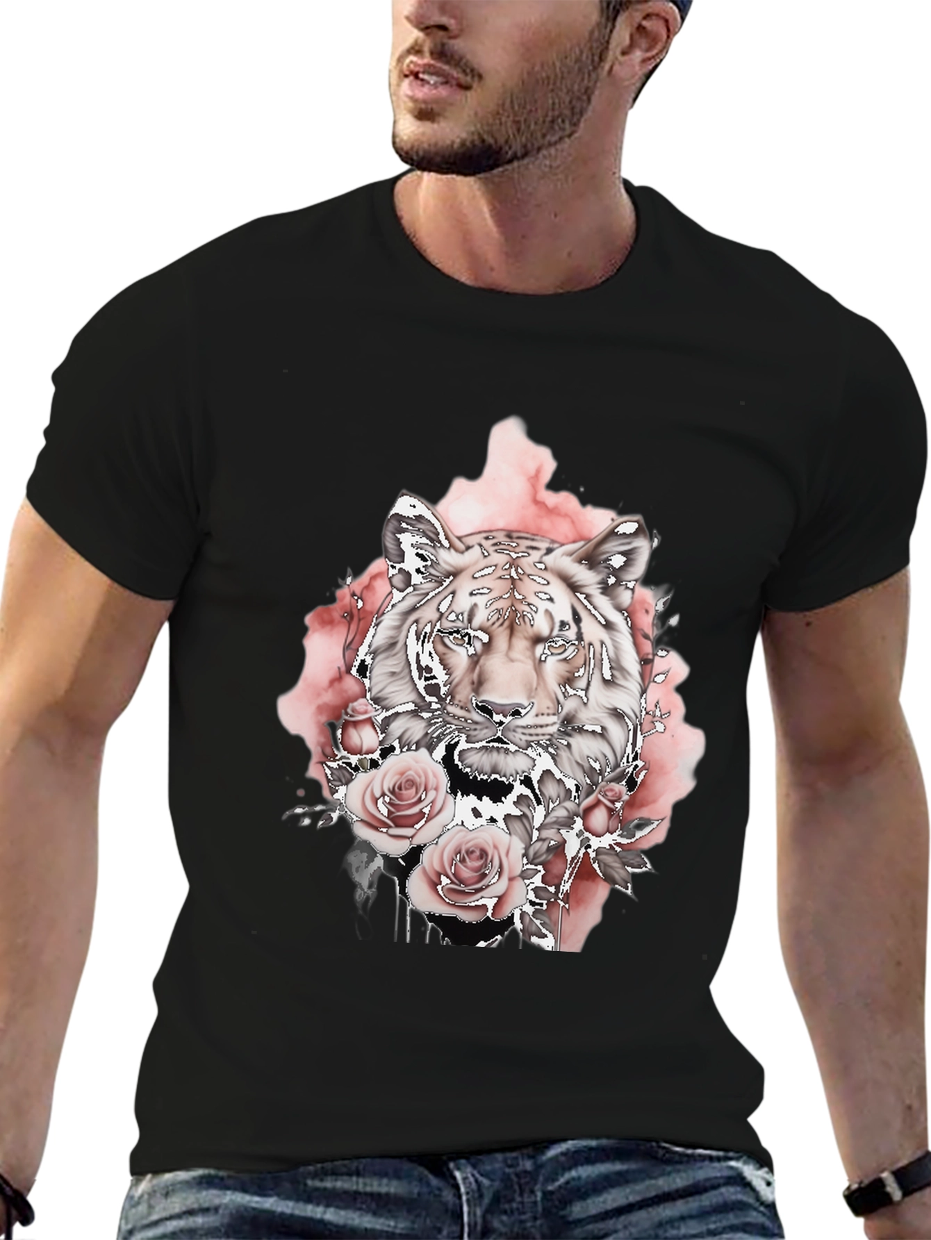 Tiger Rose Graphic Tee - Black