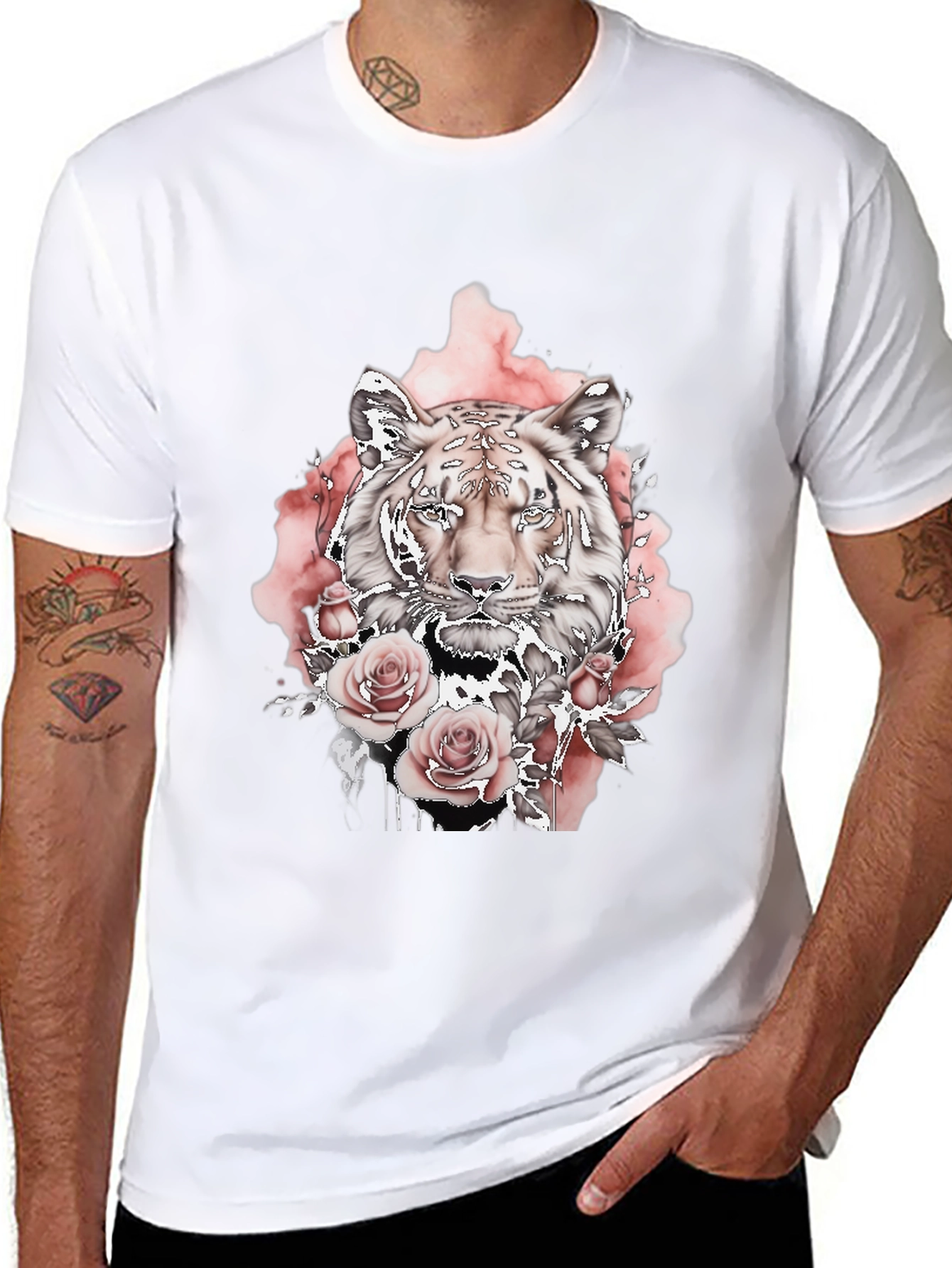 Tiger Rose Graphic Tee - Black