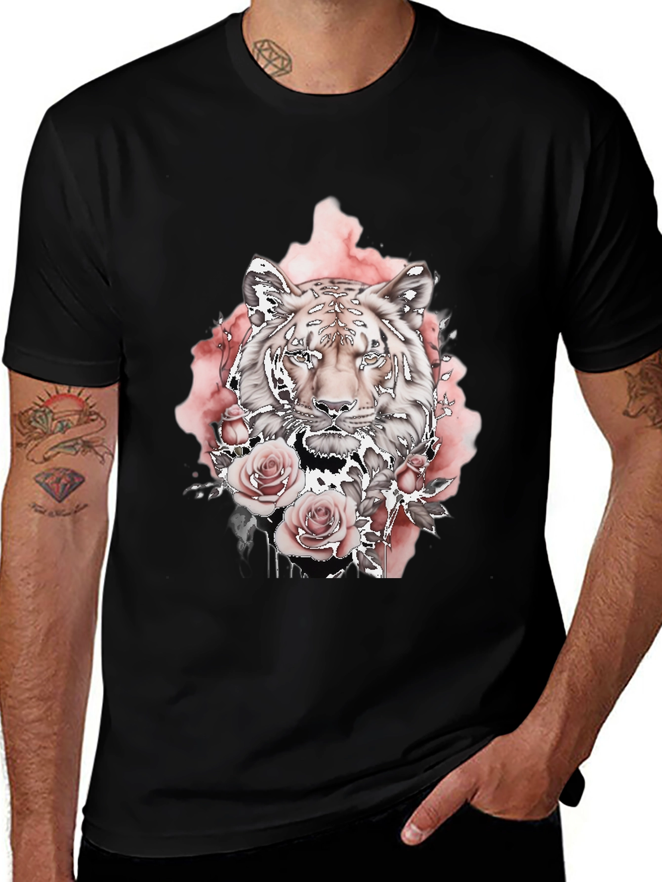 Tiger Rose Graphic Tee - Black