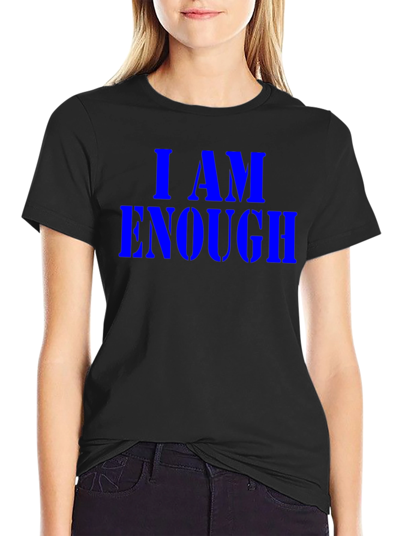 I AM ENOUGH Black Graphic Tee