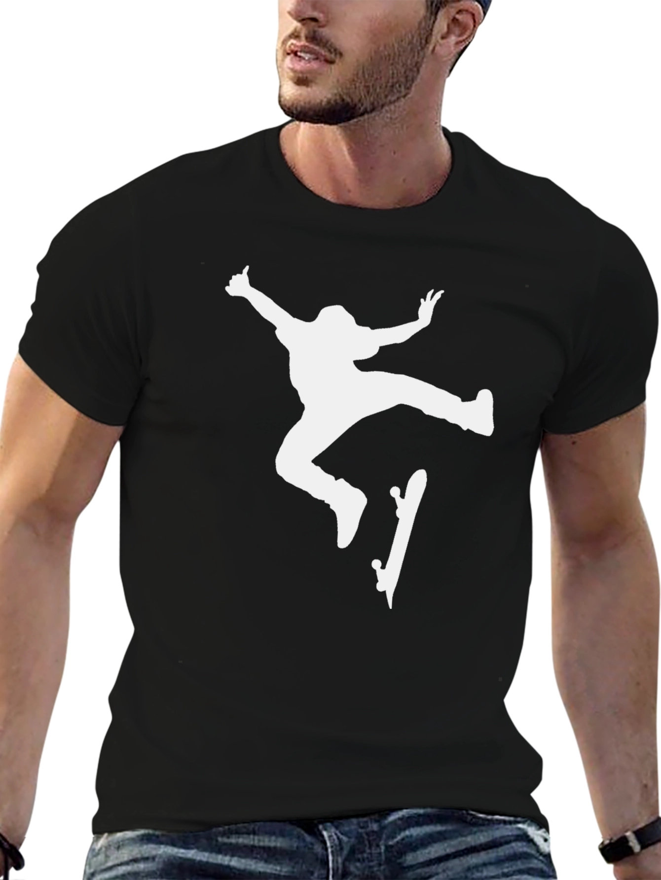 Skateboarder Graphic Tee - Cool Black T-Shirt