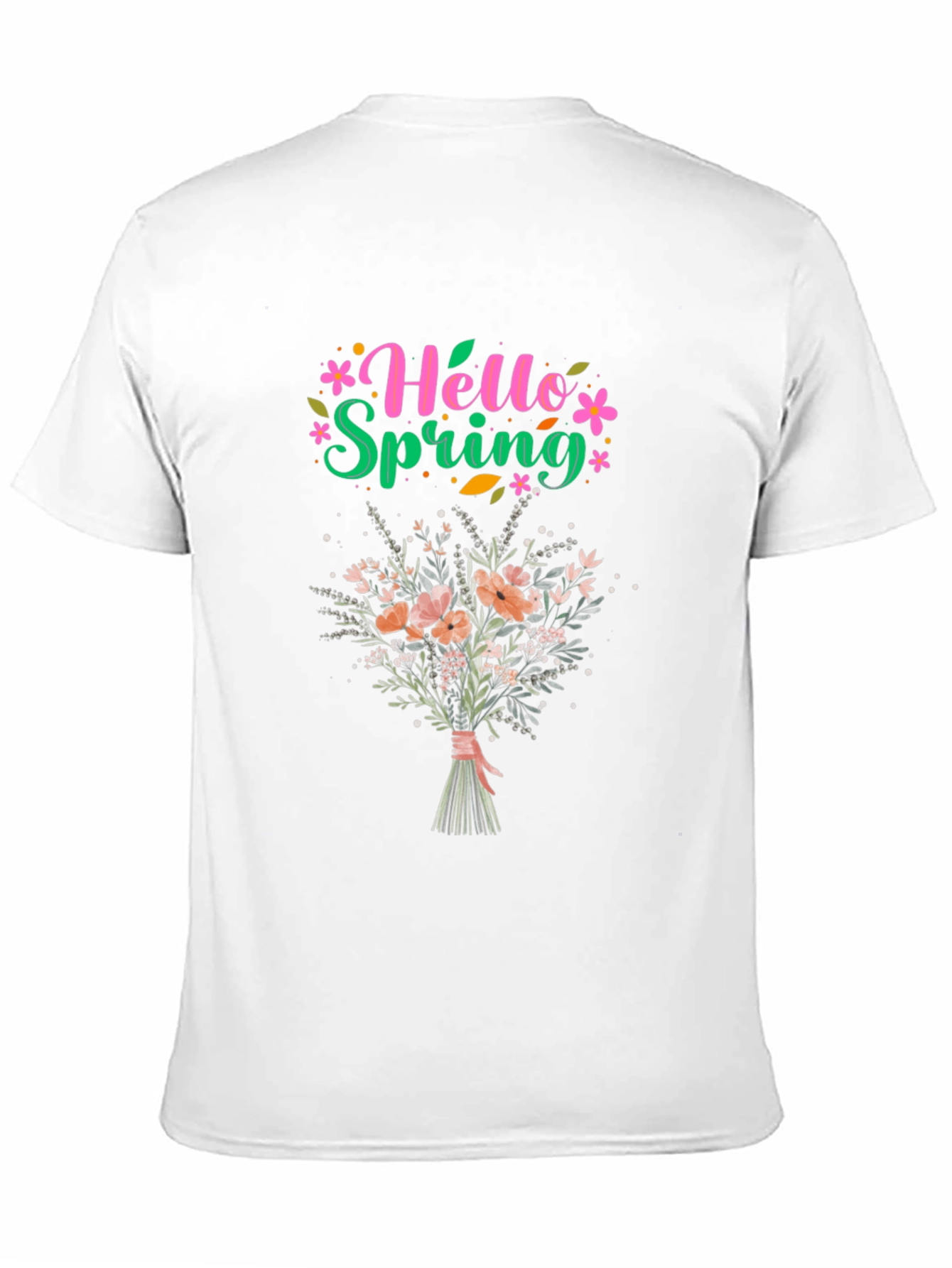 Hello Spring Floral Bouquet Graphic T-Shirt