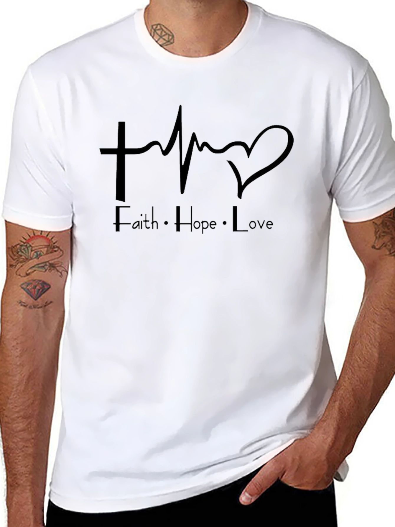 Faith Hope Love Graphic Tee - Christian Inspired Shirt
