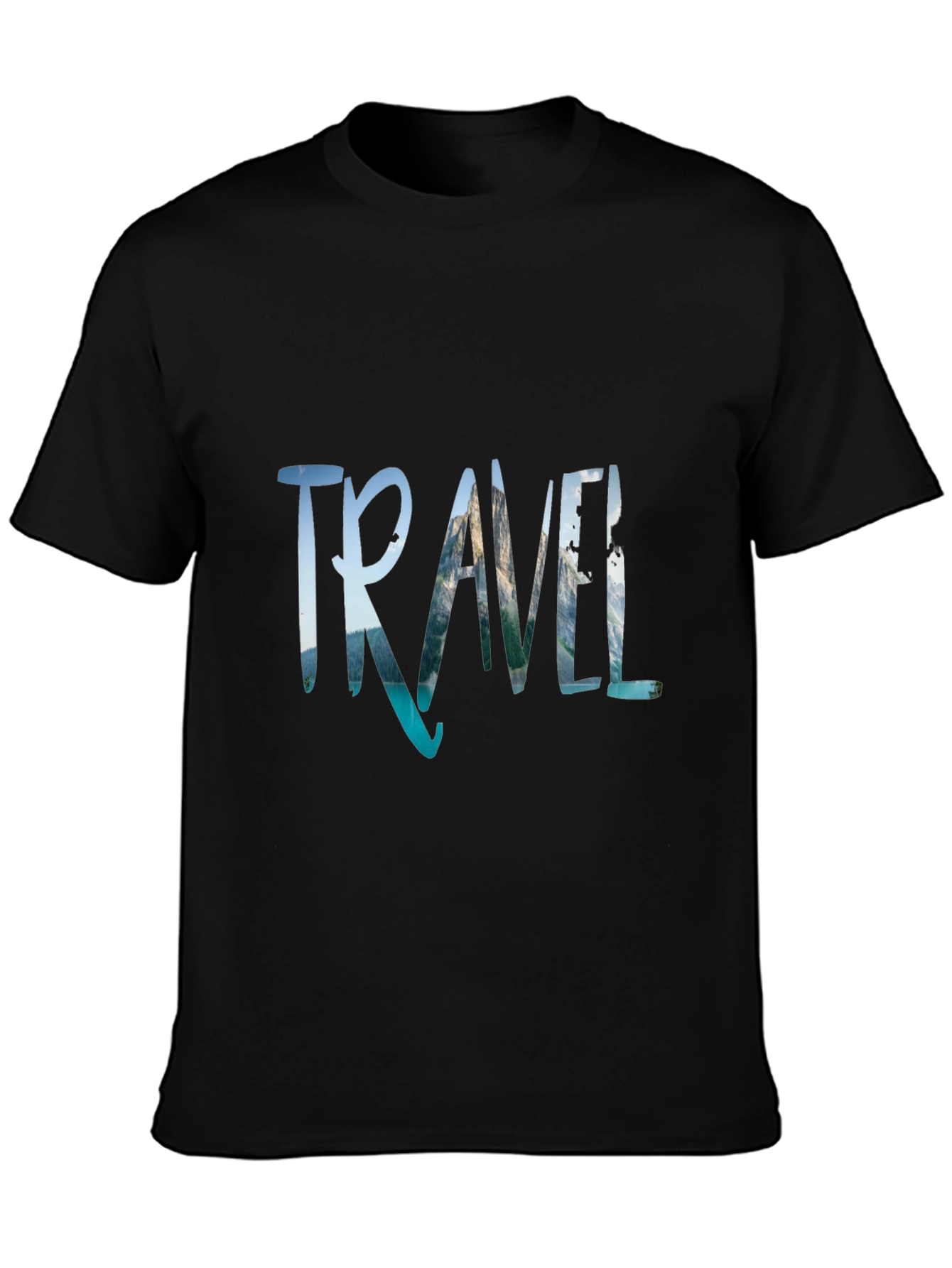 Travel Print Black T-Shirt