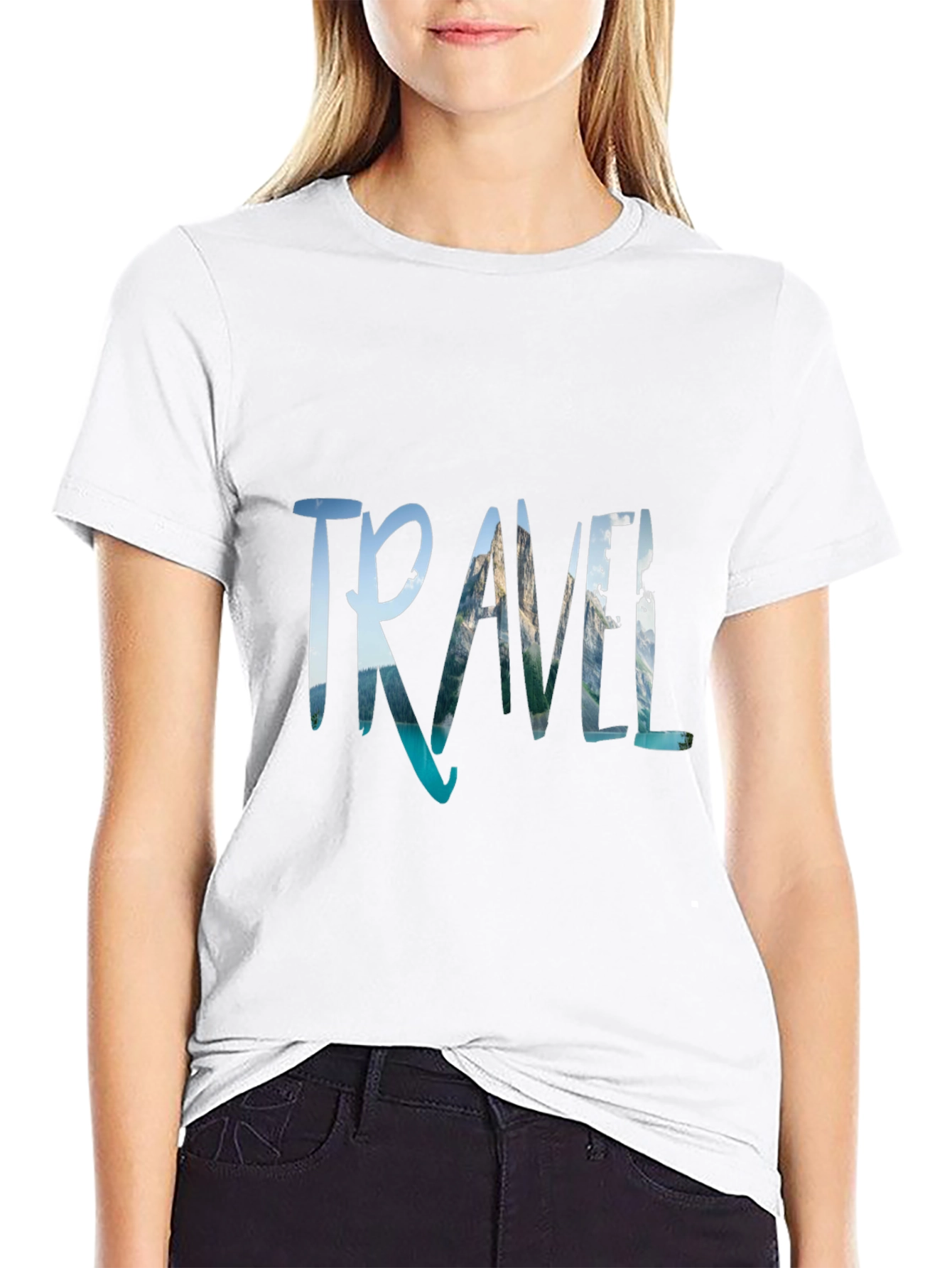 Travel Print Black T-Shirt
