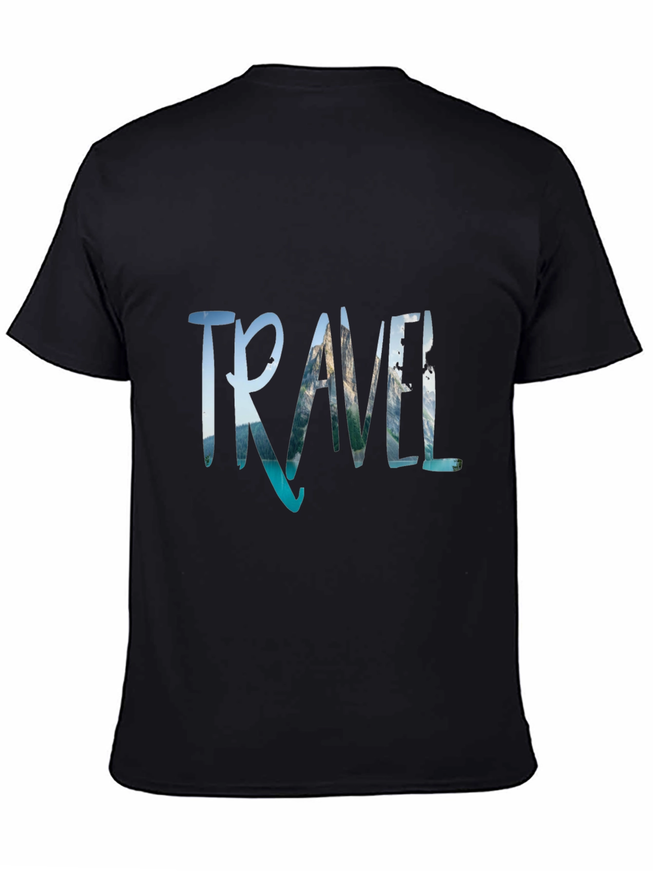 Travel Print Black T-Shirt