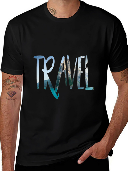 Travel Print Black T-Shirt