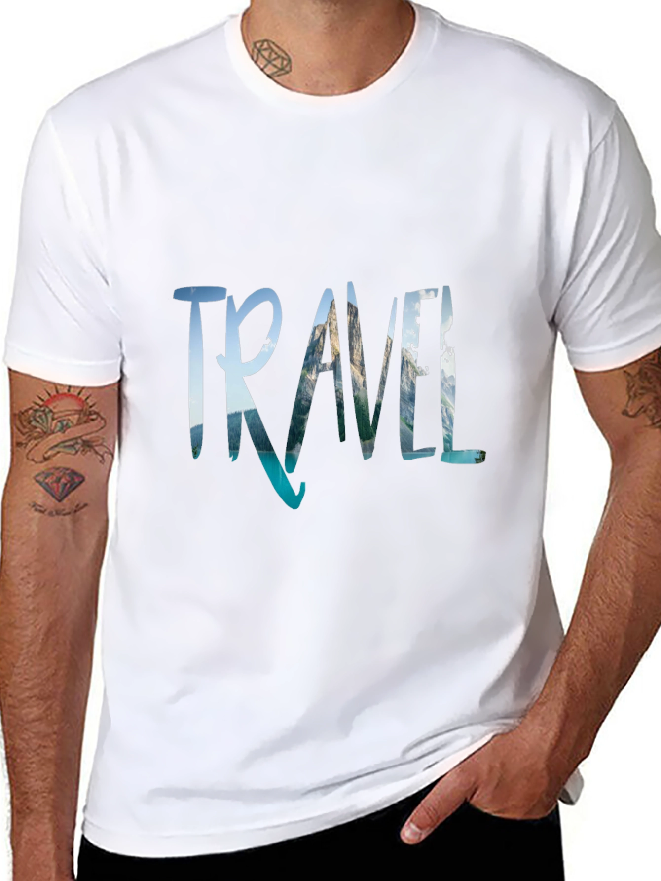 Travel Print Black T-Shirt